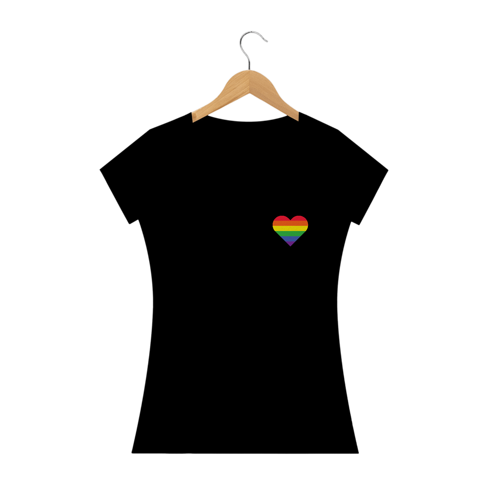 Camisa Coração Arco-íris babylook