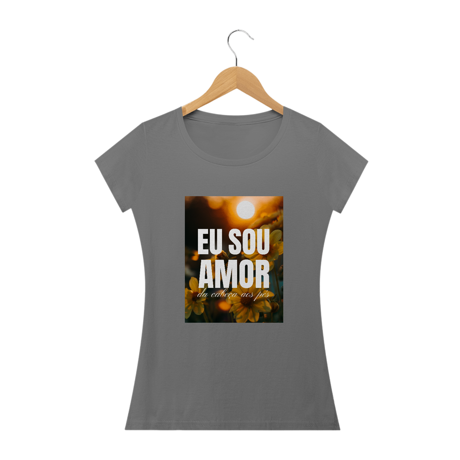 CAMISETA BABY LONG ESTONADA - EU SOU AMOR