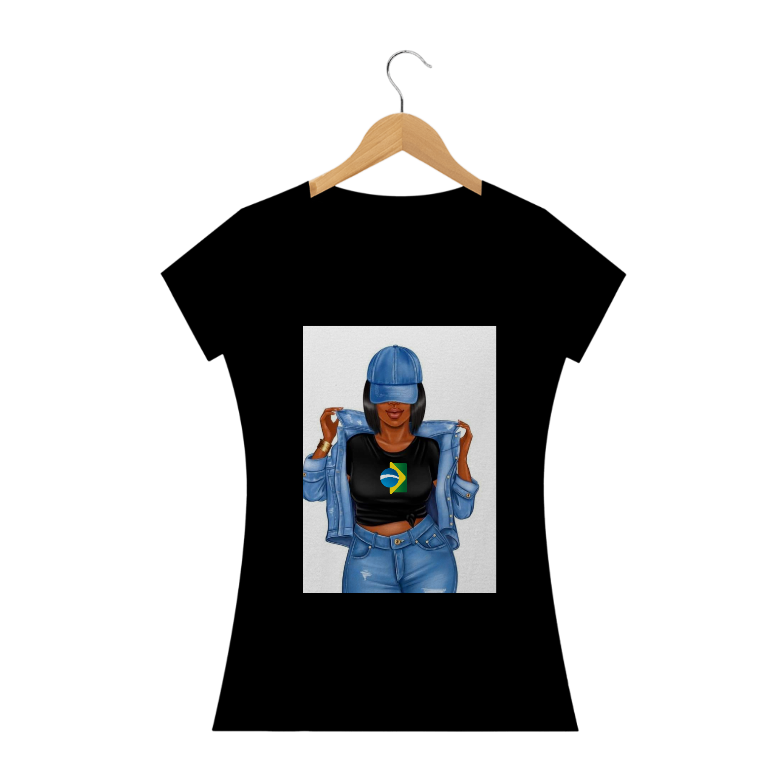 Negra com boné e bandeira do Brasil