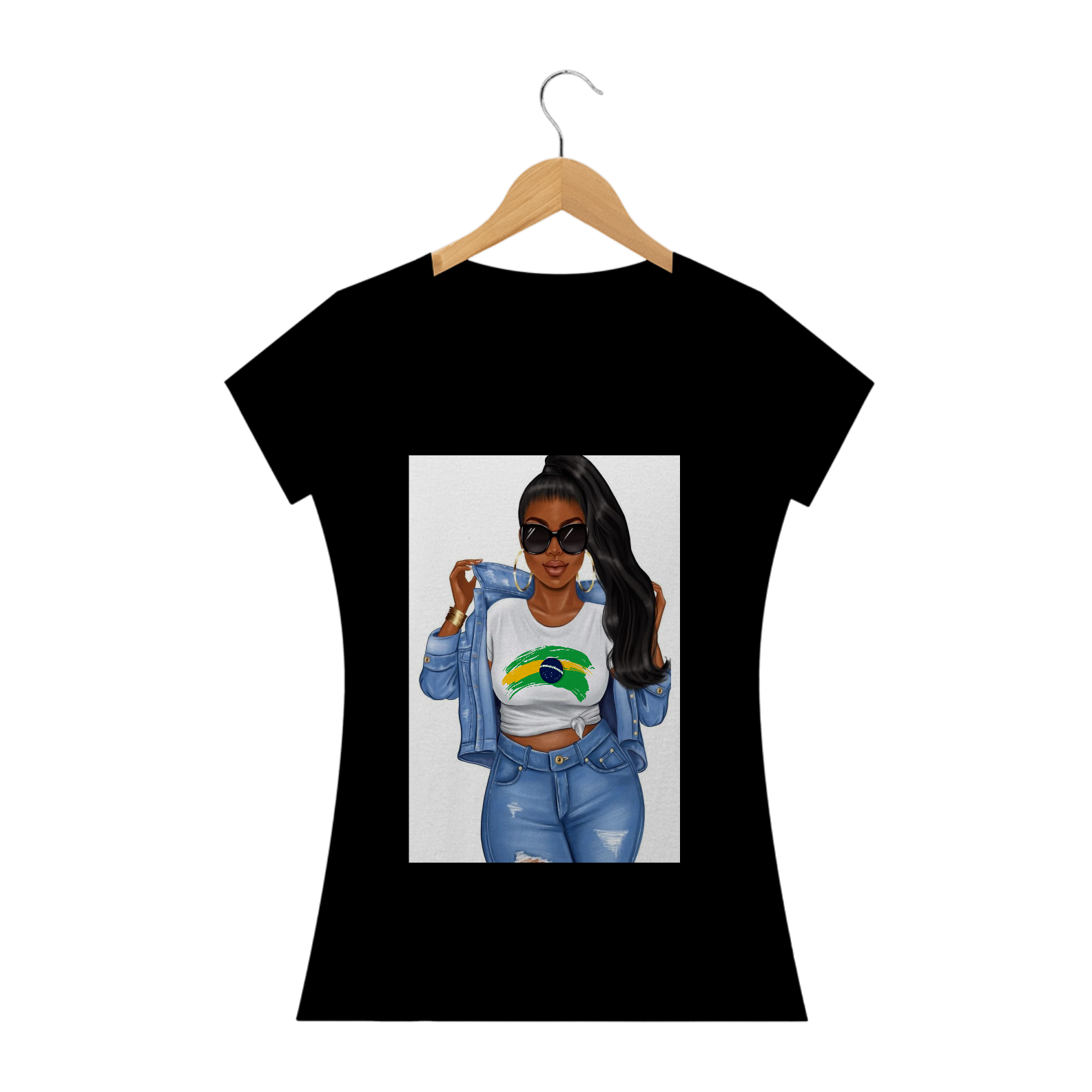 Negra com rabo liso e bandeira do Brasil