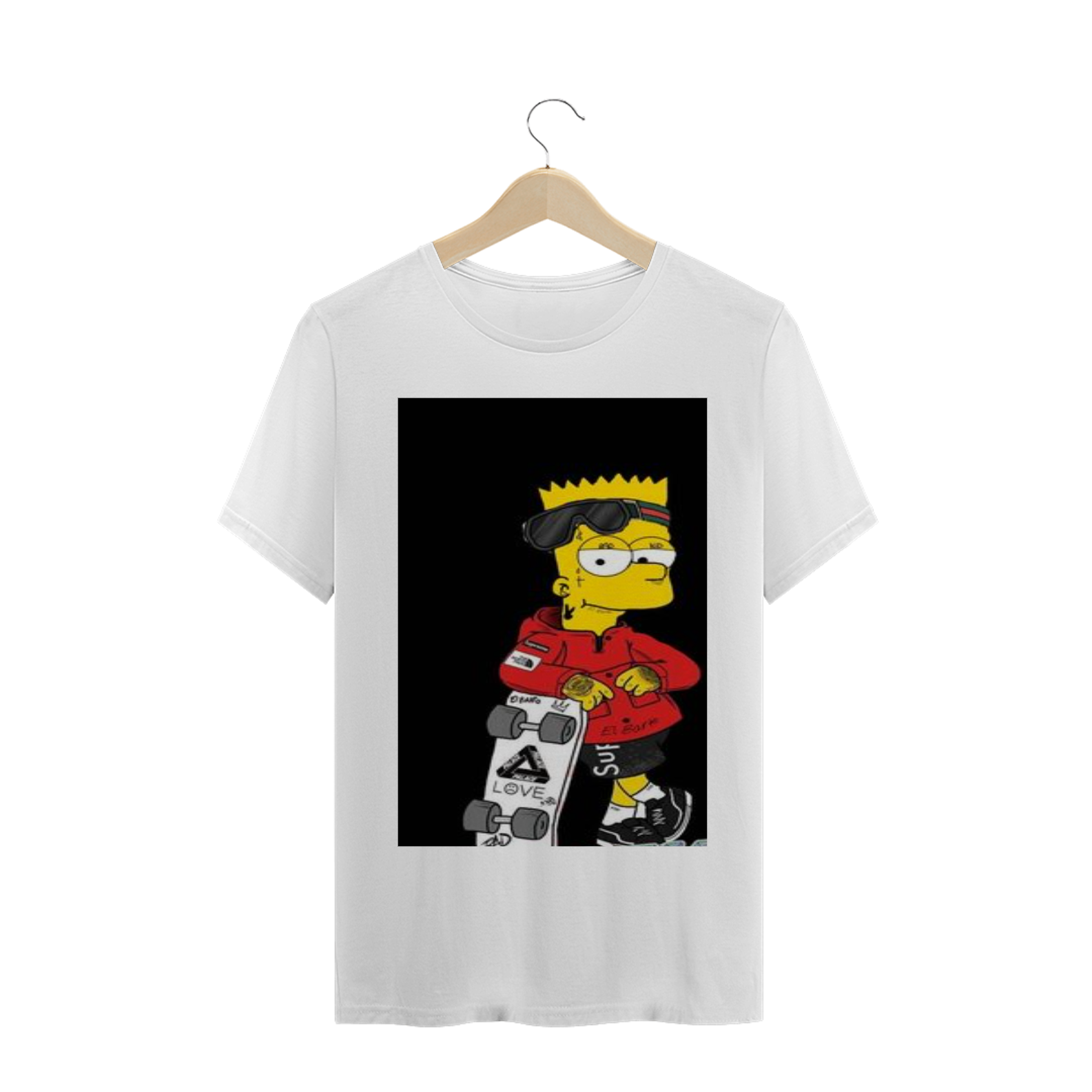 Camiseta Casual  Estampa Bart Simpson   P ao XGG