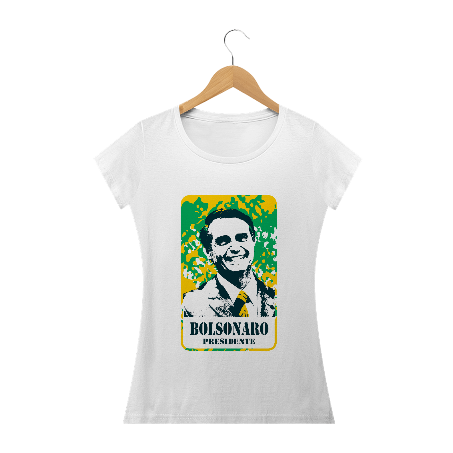 Nome do produto: Camiseta Baby Look Bolsonaro Presidente