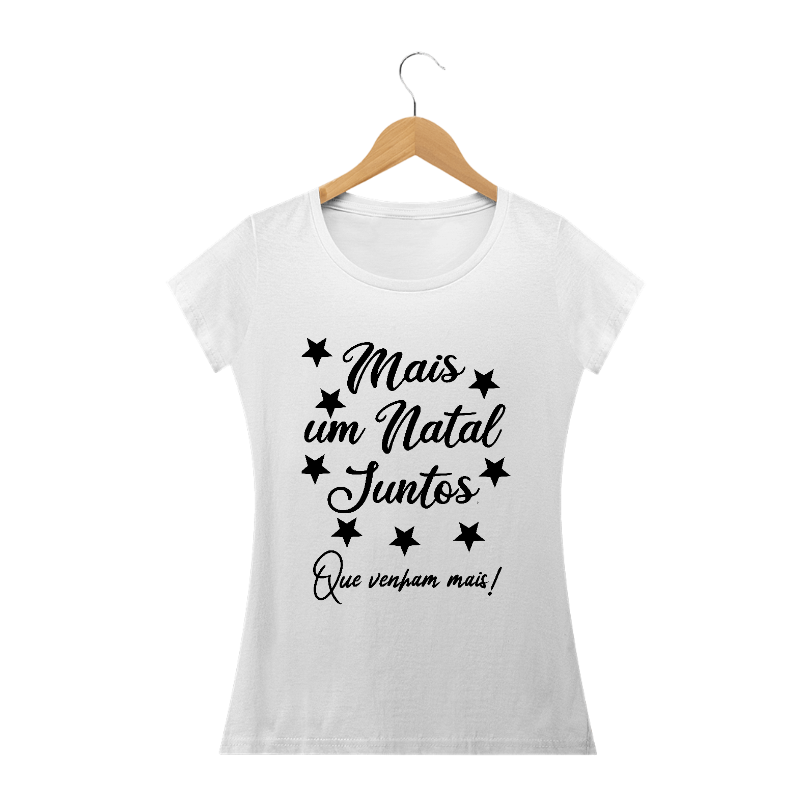 Camiseta baby look Frase Mais um Natal Juntos