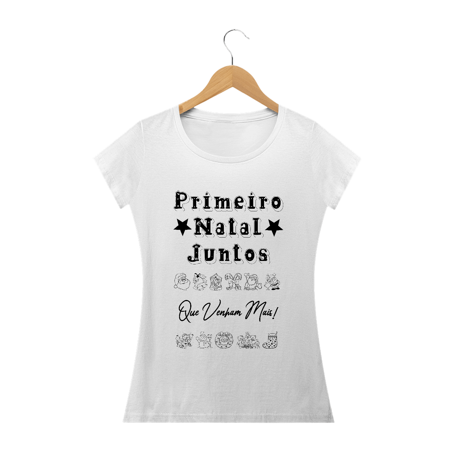 Camiseta baby look Frase Primeiro Natal Juntos