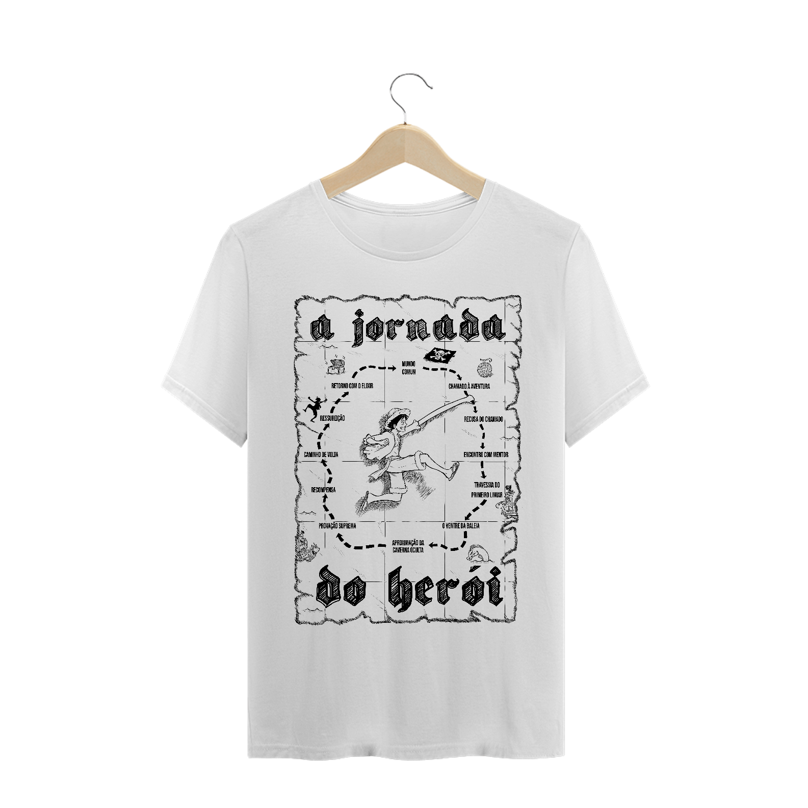 Nome do produto  One Piece - Luffy Jornada do Herói (Classic Estampa Preta)