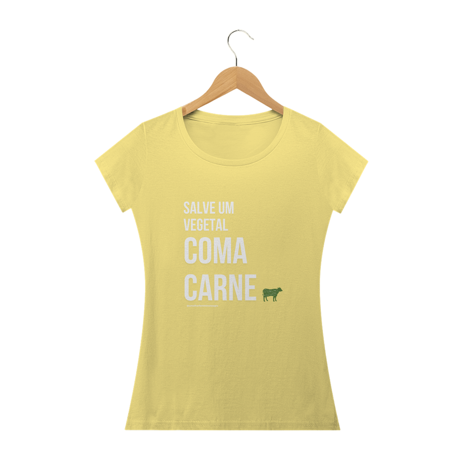 Camiseta Baby Long - Salve um Vegetal: #COMACARNE