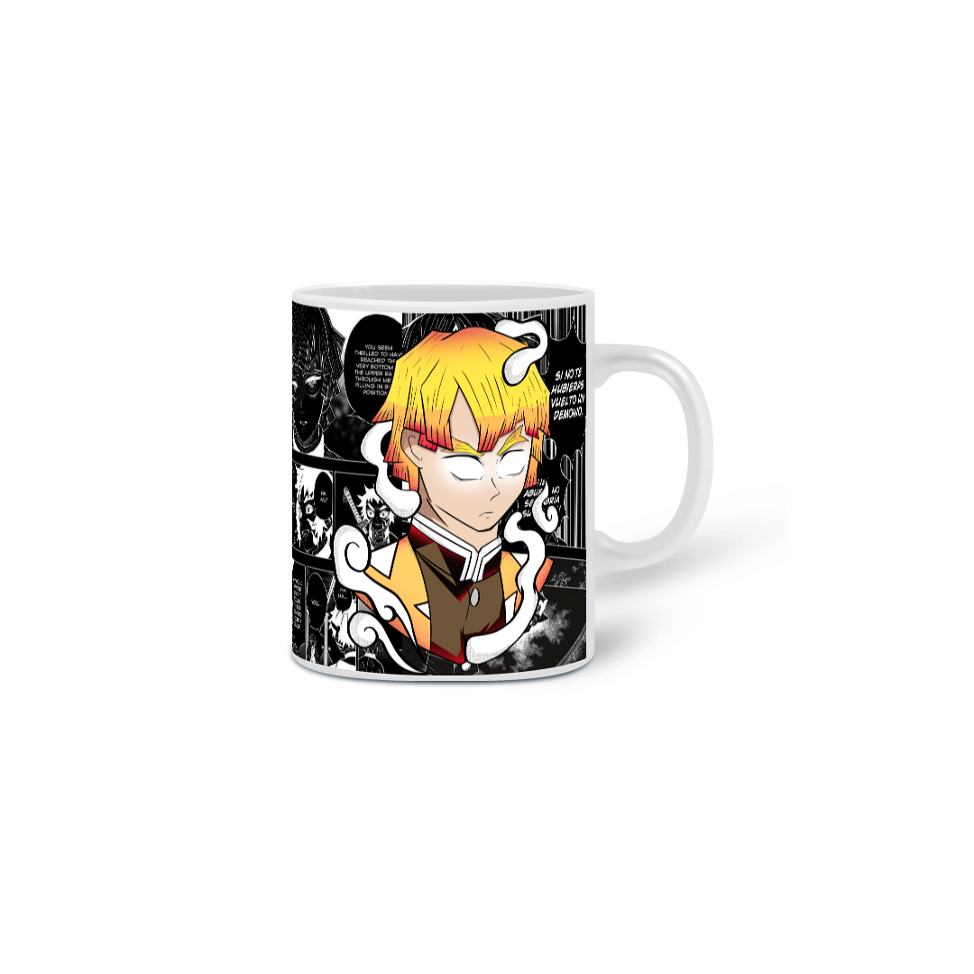 Xicara Zenitsu Agatsuma mangá style Preto