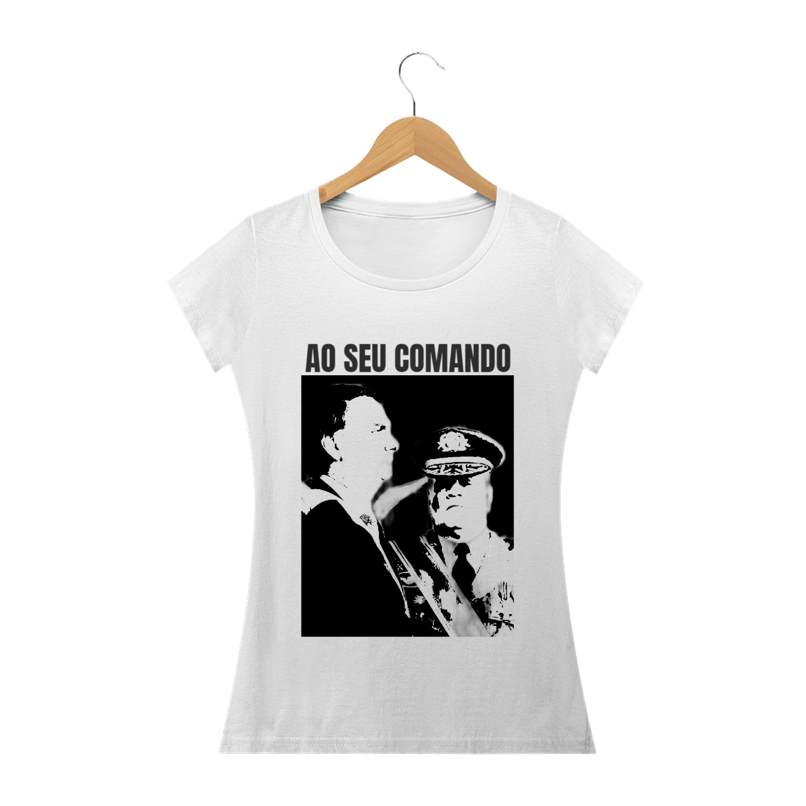 CAMISETA FEMININA AO SEU COMANDO BABY LOOK COR BRANCO