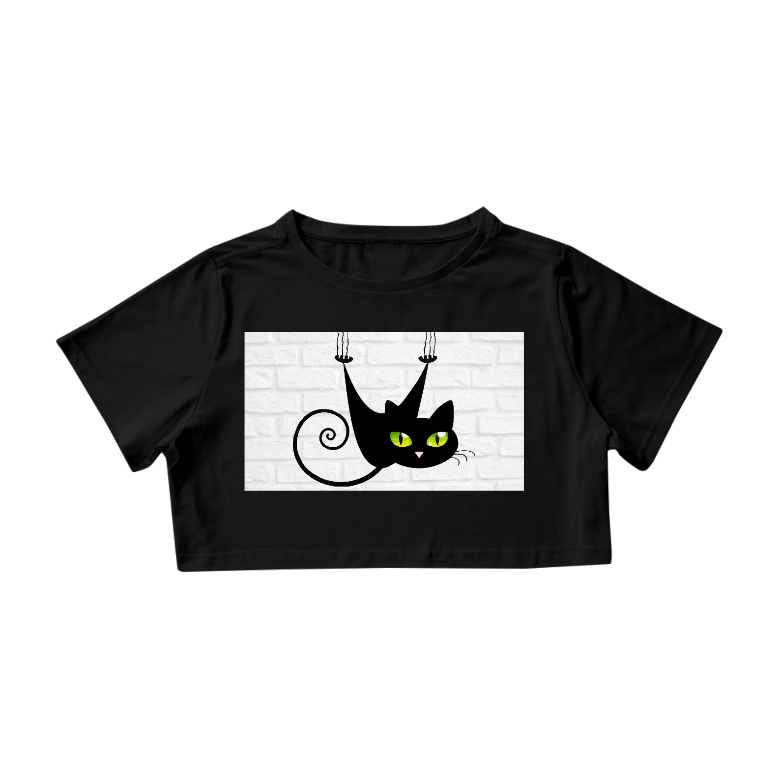Cropped gatinho preto
