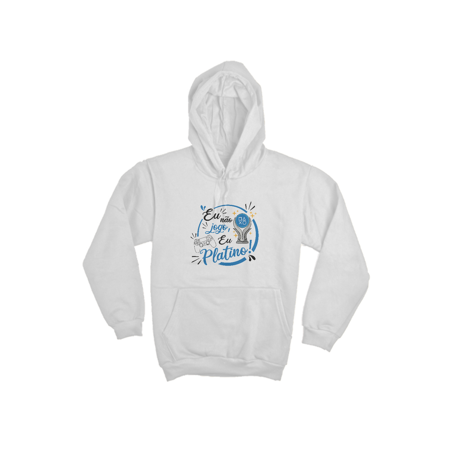 Nome do produto  Blusa Moletom Canguru Eu não jogo eu Platino! Branca