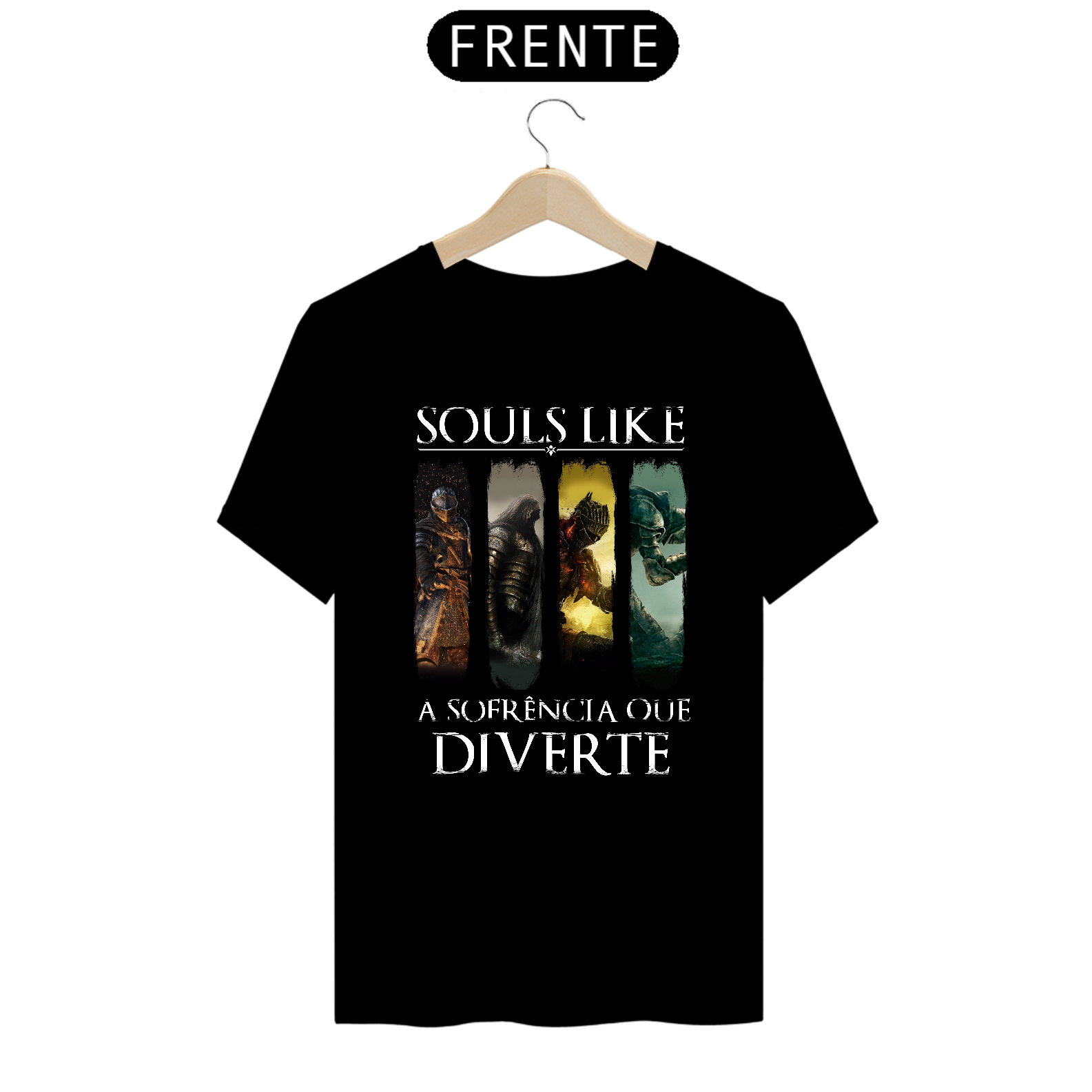 Nome do produto  Camiseta Souls Like sofrência que diverte Cores Escuras