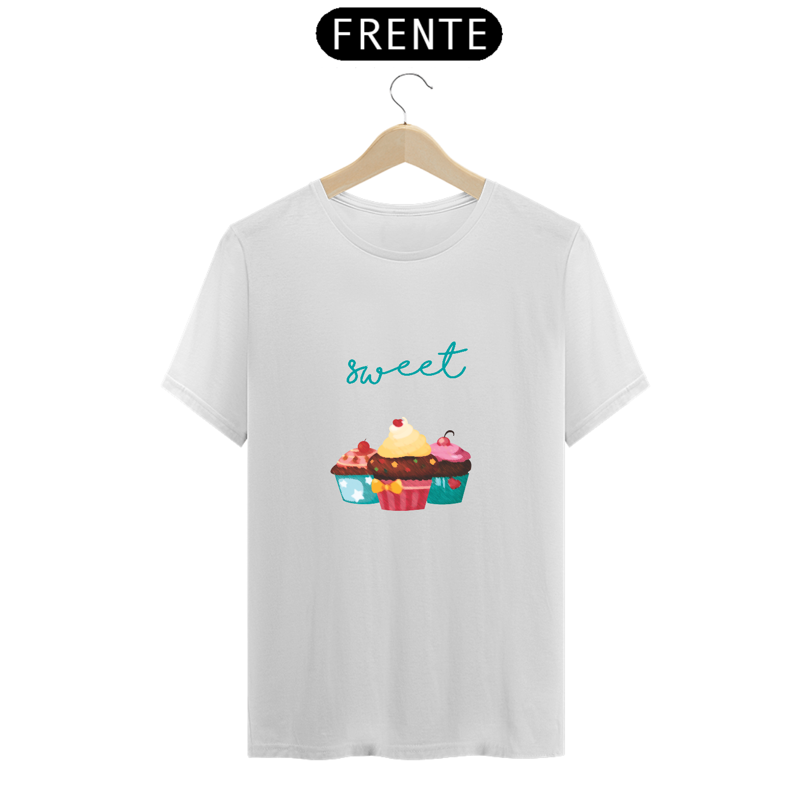 Nome do produto  Camiseta aquarela cupcake