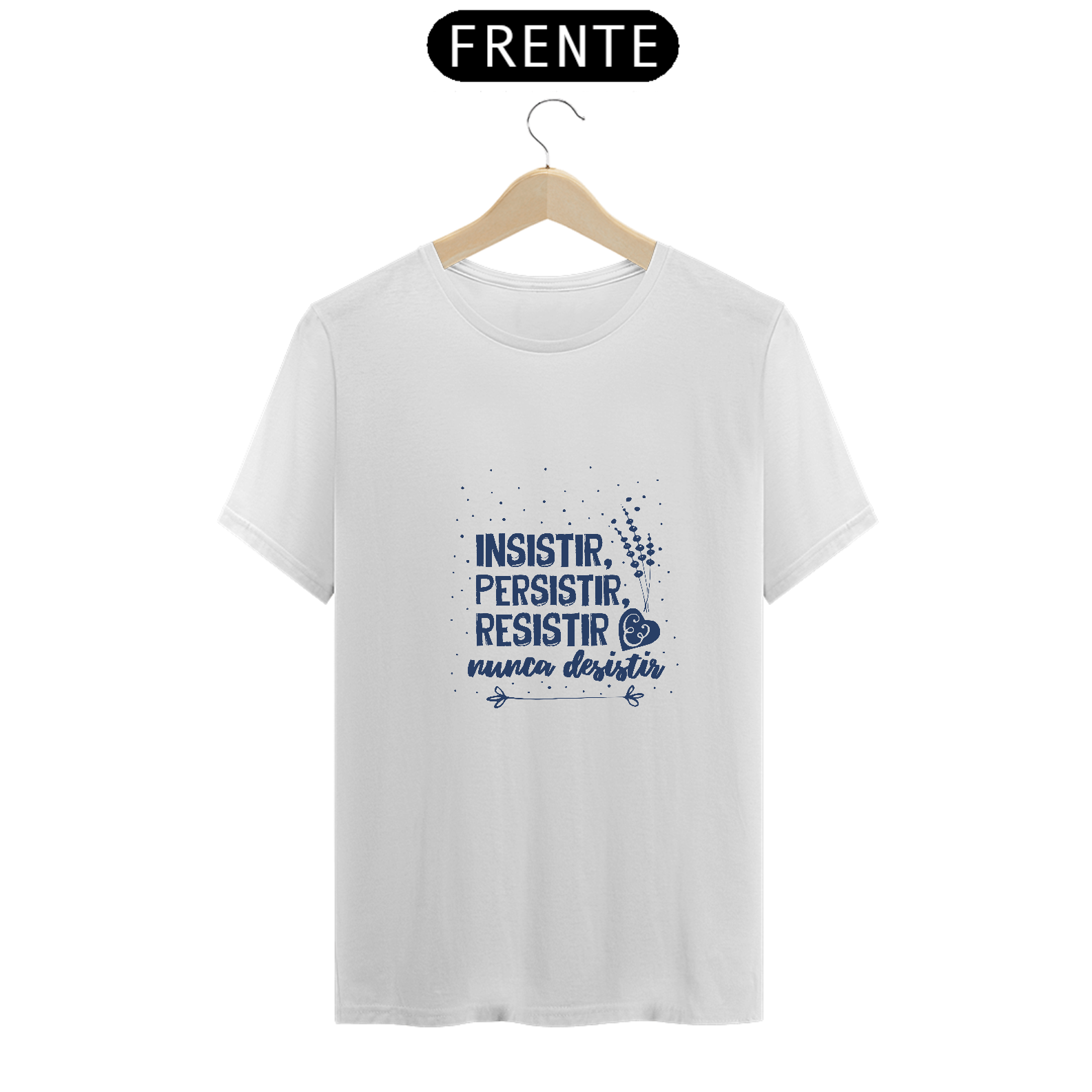 Nome do produto  Camiseta lettering Insistir caneta azul