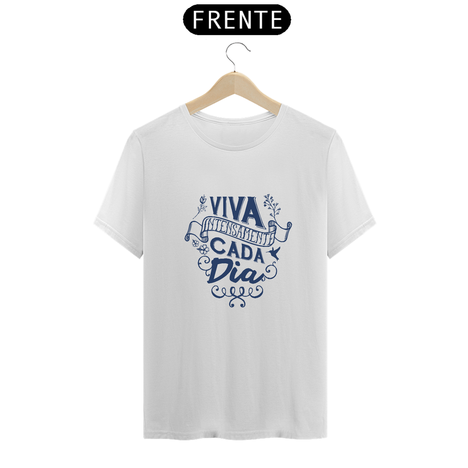 Camiseta lettering Viva intensamente caneta azul