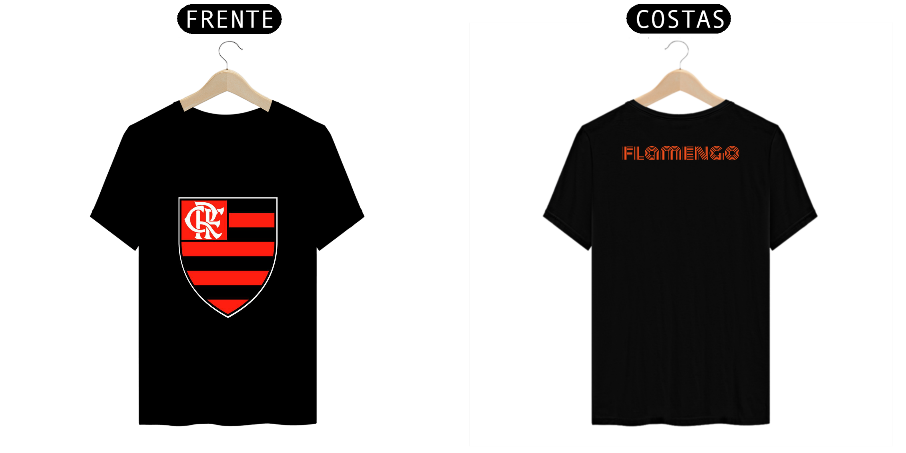 Camisa preta ou branca, escudo original do flamengo.