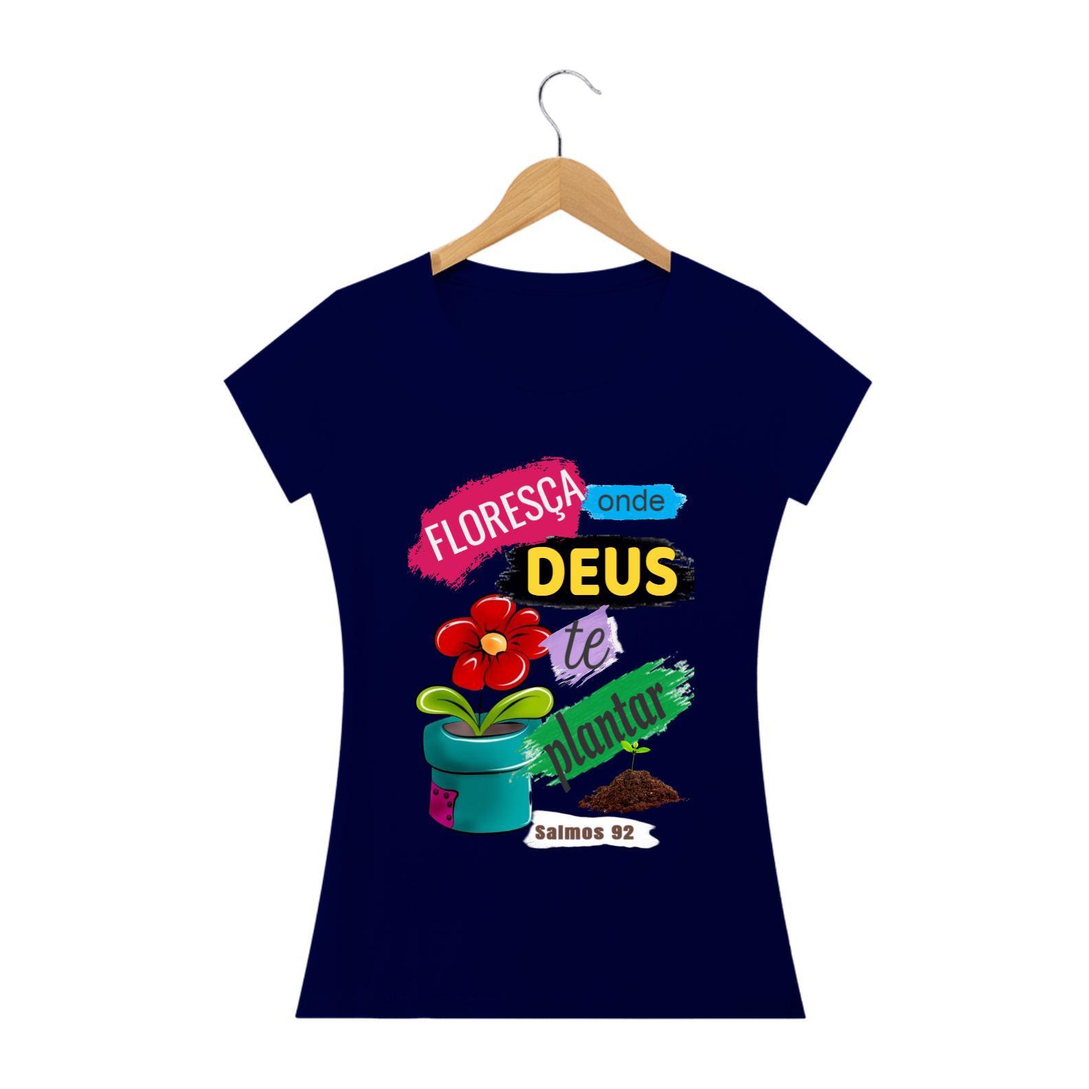 CAMISETA LINHA QUALITY - MODELO BABY LONG - ESTAMPADA: SALMOS 92 - M2