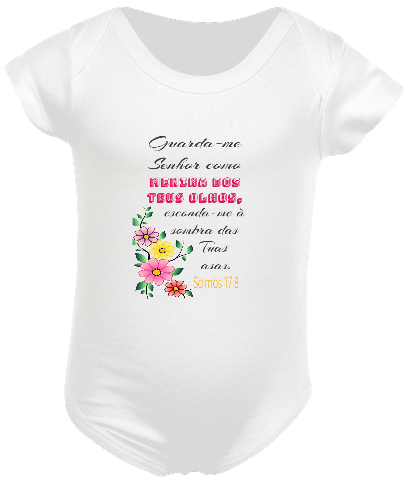 BODY INFANTIL BEBÊ - ESTAMPADO SALMOS 17:8 - M1