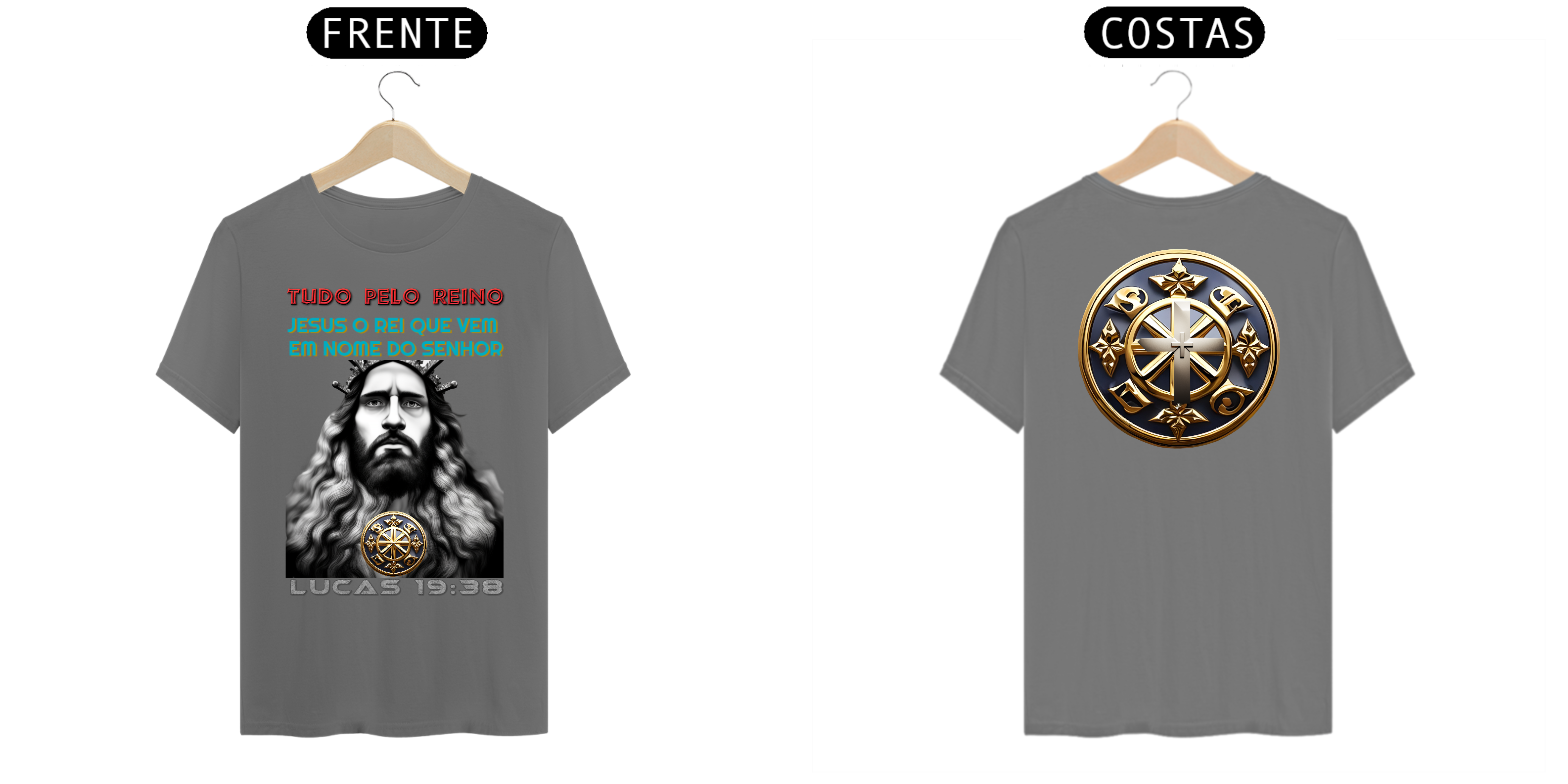 CAMISETA LINHA ESTONADA - ESTAMPA: LUCAS 19:38 m1