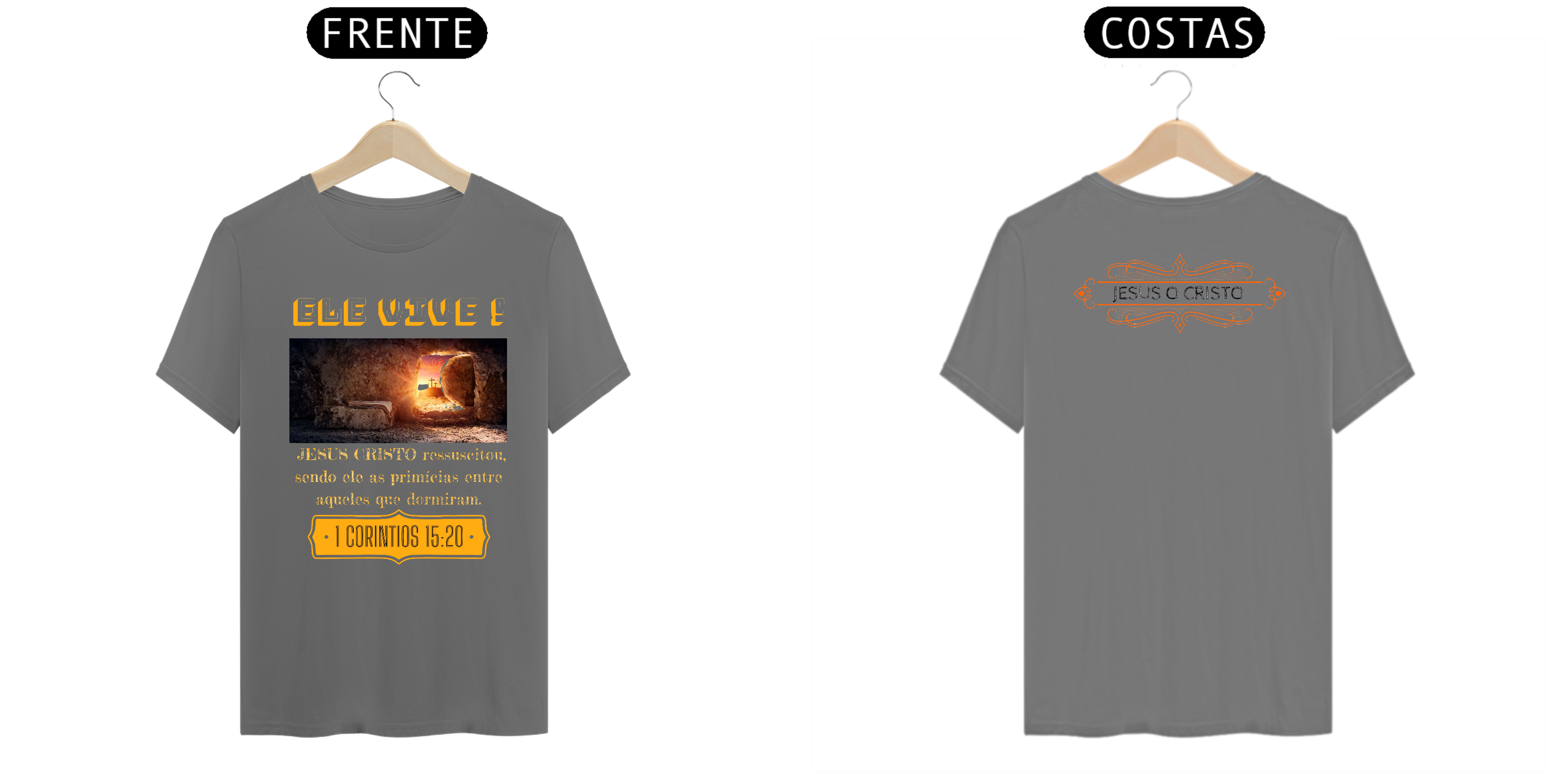 CAMISETA LINHA ESTONADA - ESTAMPA: 1 CORINTIOS 15:20 - M1
