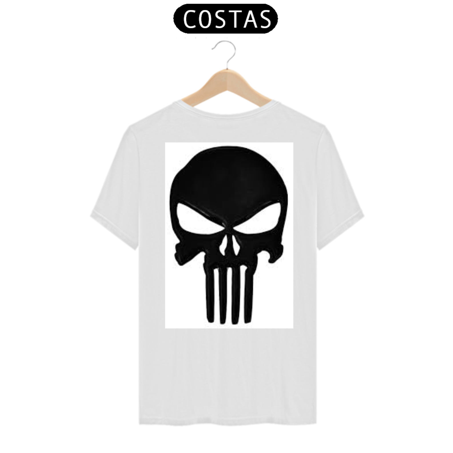 Nome do produto: camiseta com estampa de caveira na parte inferior das costas
