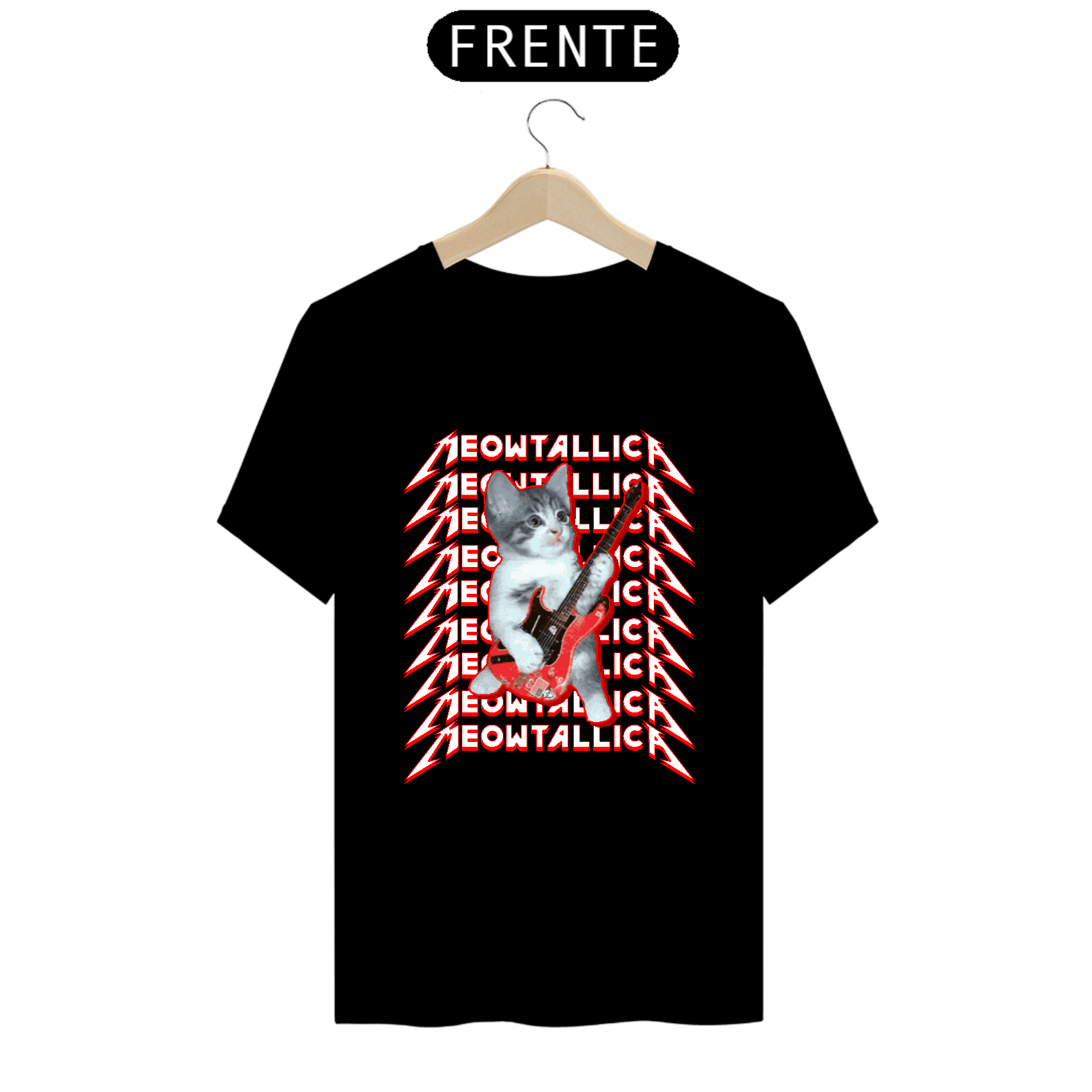 Camisa Meowtallica Gatinho Tocando Guitarra