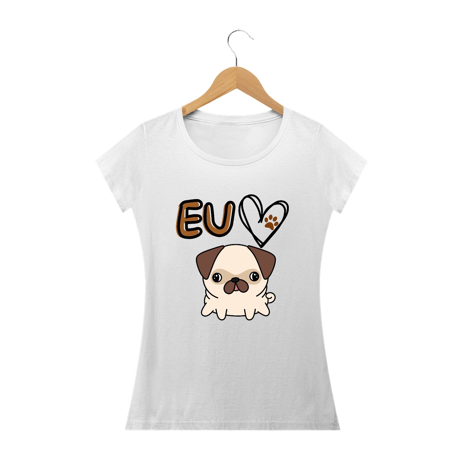 Baby long Eu amo dog - Cores claras