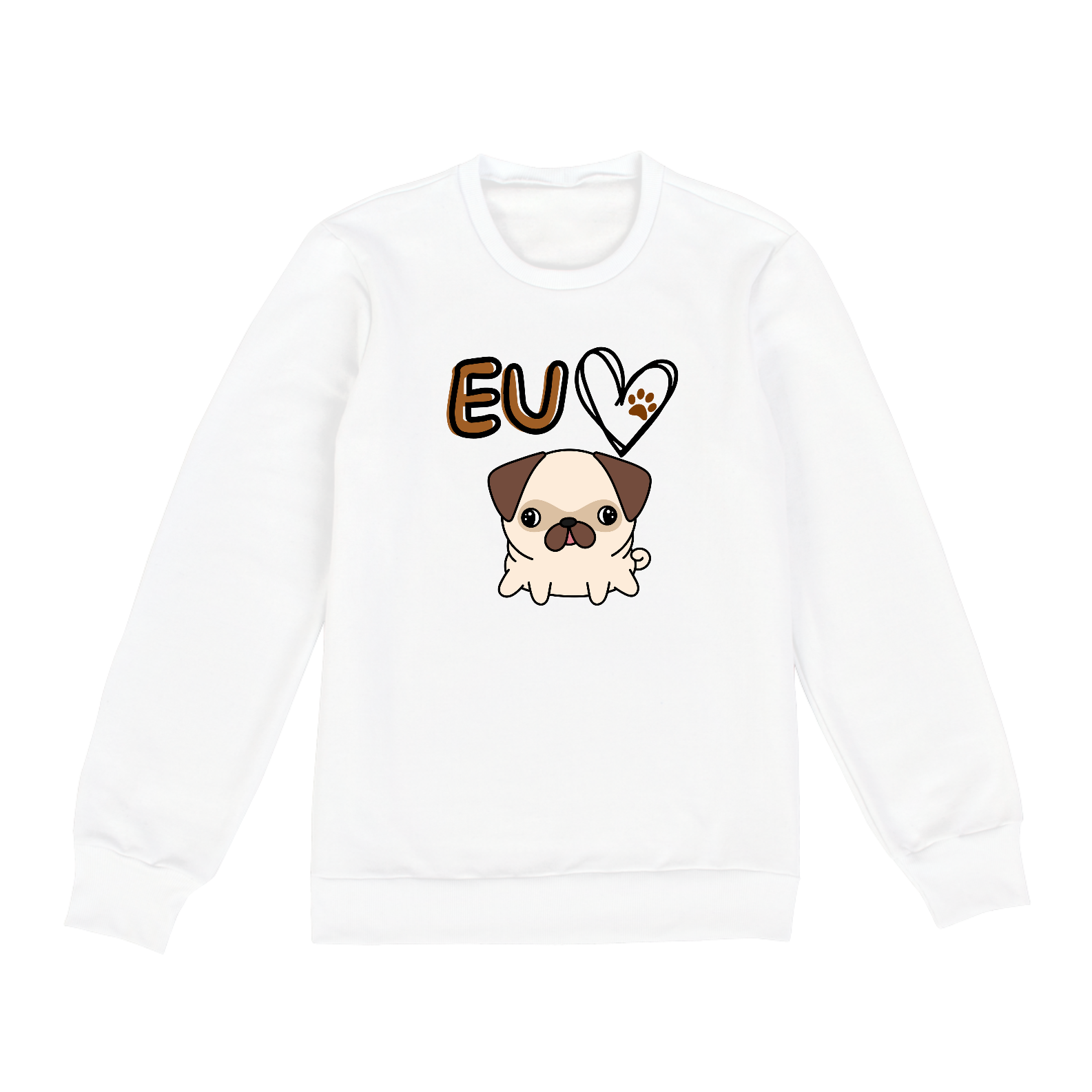 Moletom simples eu amo dog - Branco e cinza