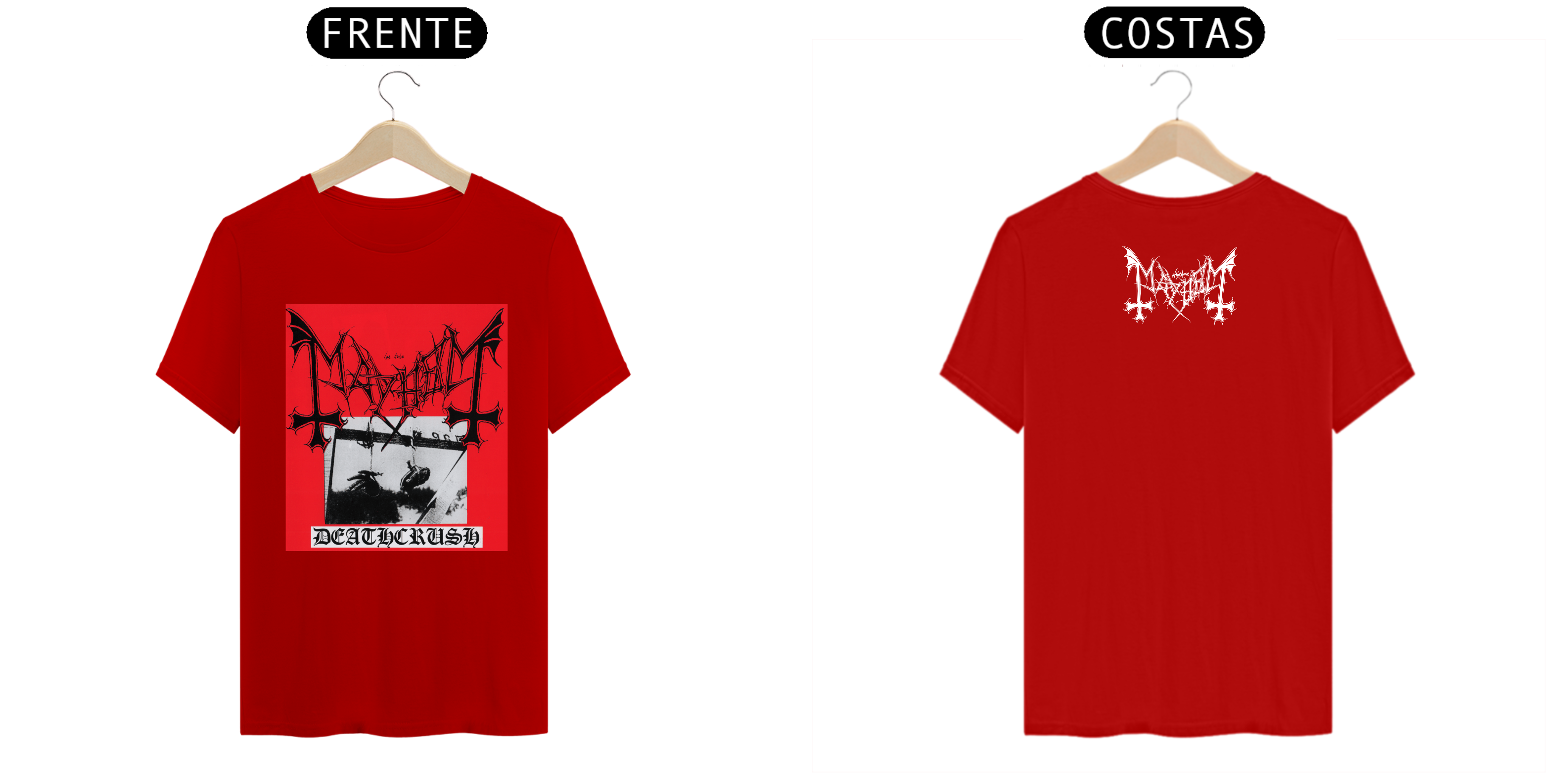 camiseta vermelha mayhem chainsaw