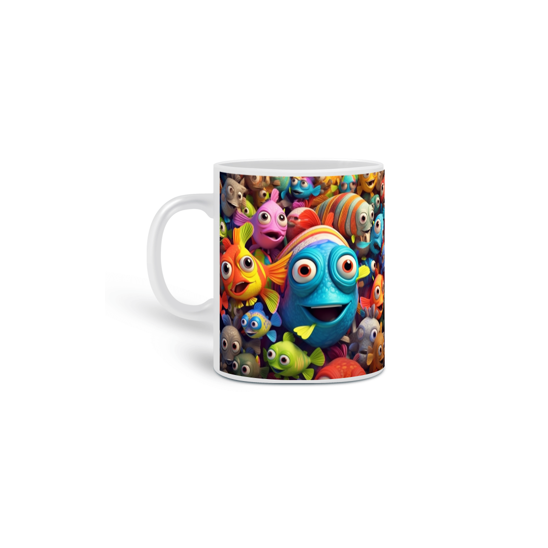 Caneca Branca - Peixe 3D