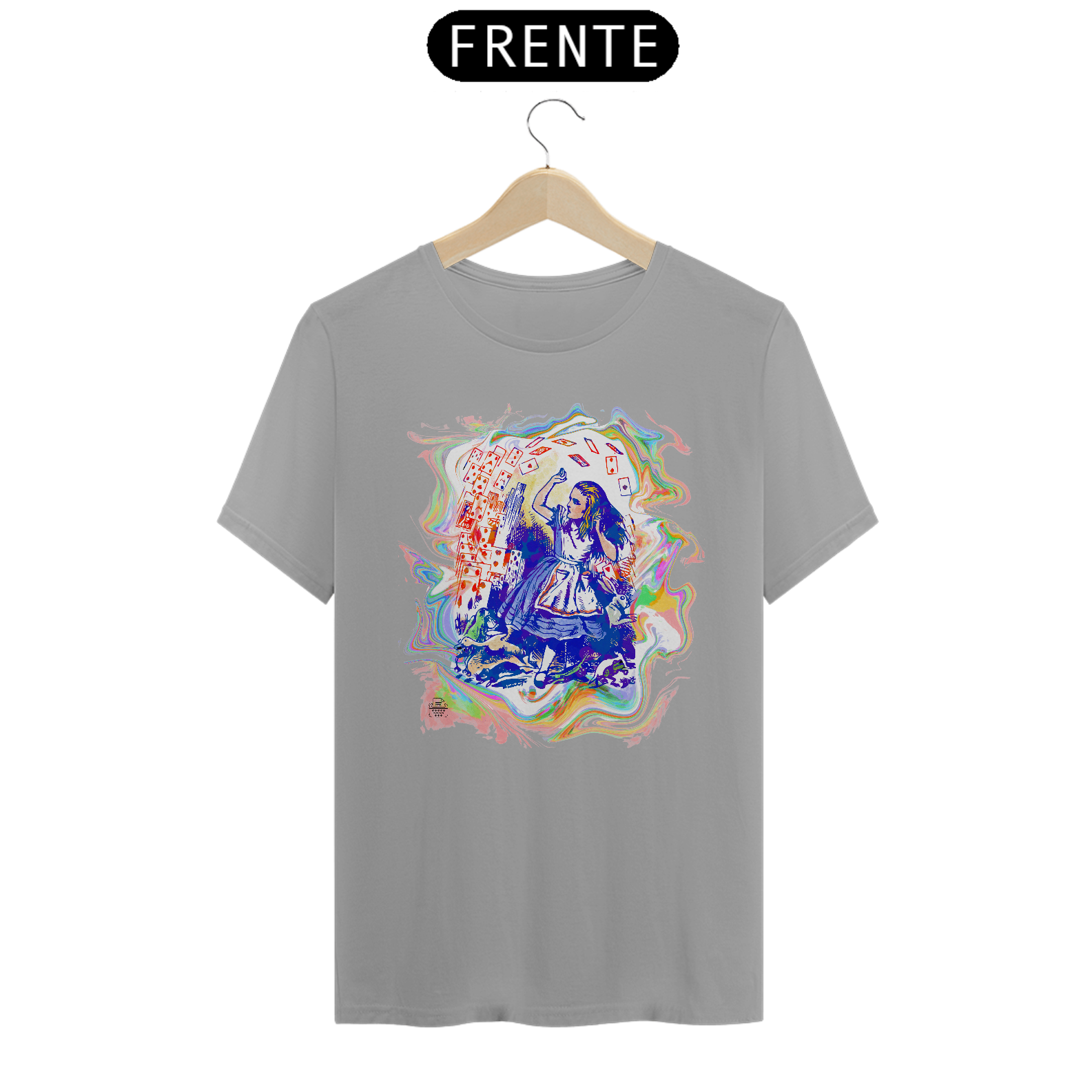 Alice no país das maravilhas TShirt Quality (Branca/Cinza)