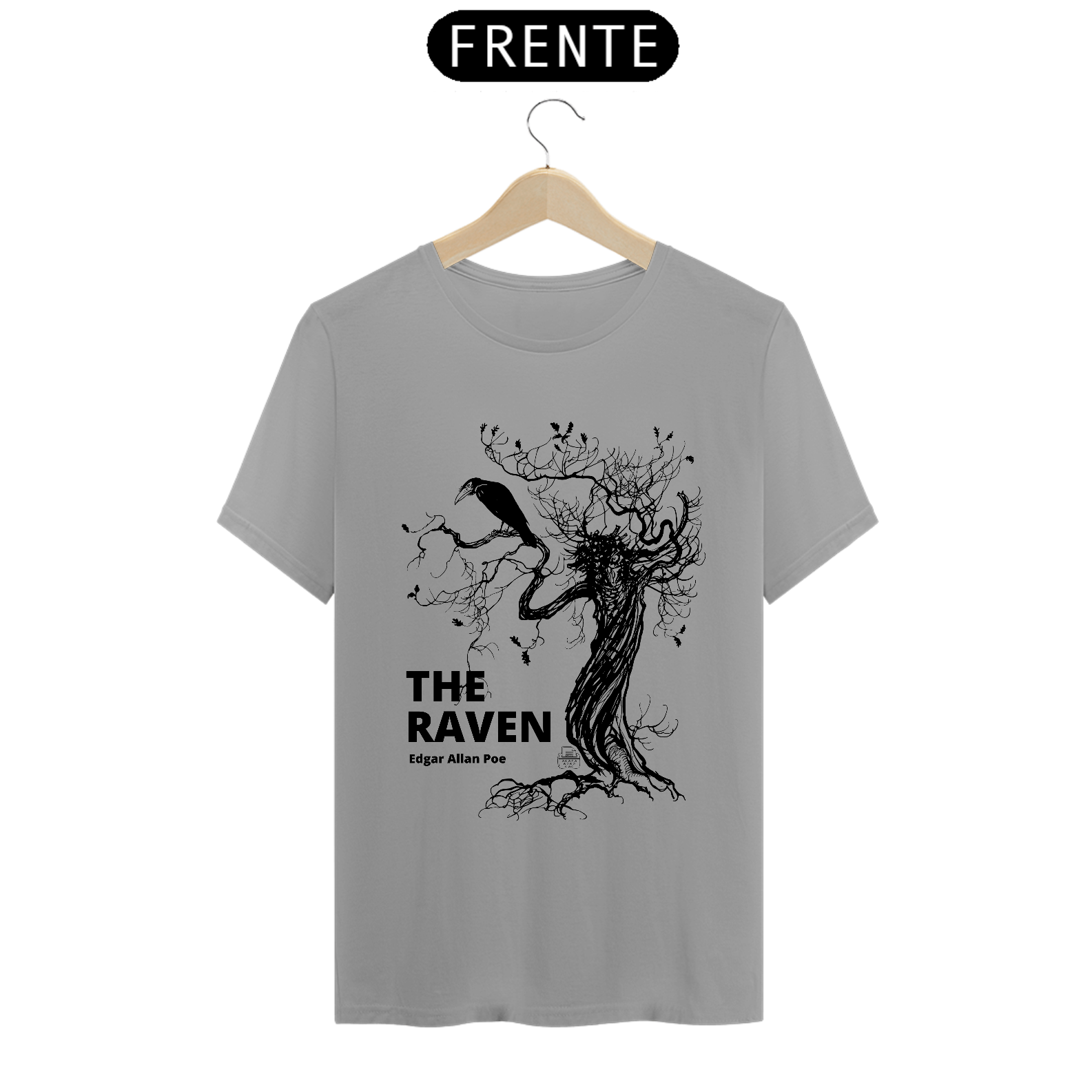 The Raven, Edgar Allan Poe  TShirt Quality (Branca/Cinza)