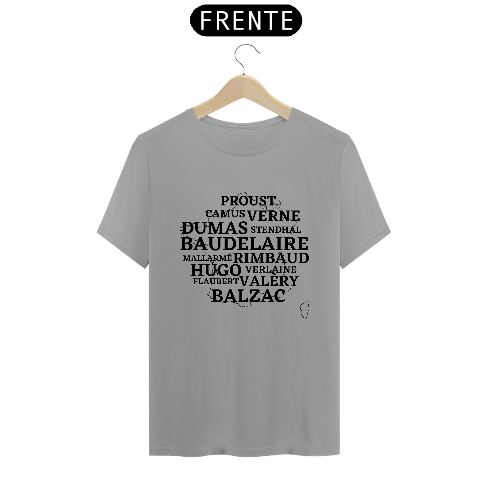 Escritores franceses TShirt Quality (Branca/Cinza)
