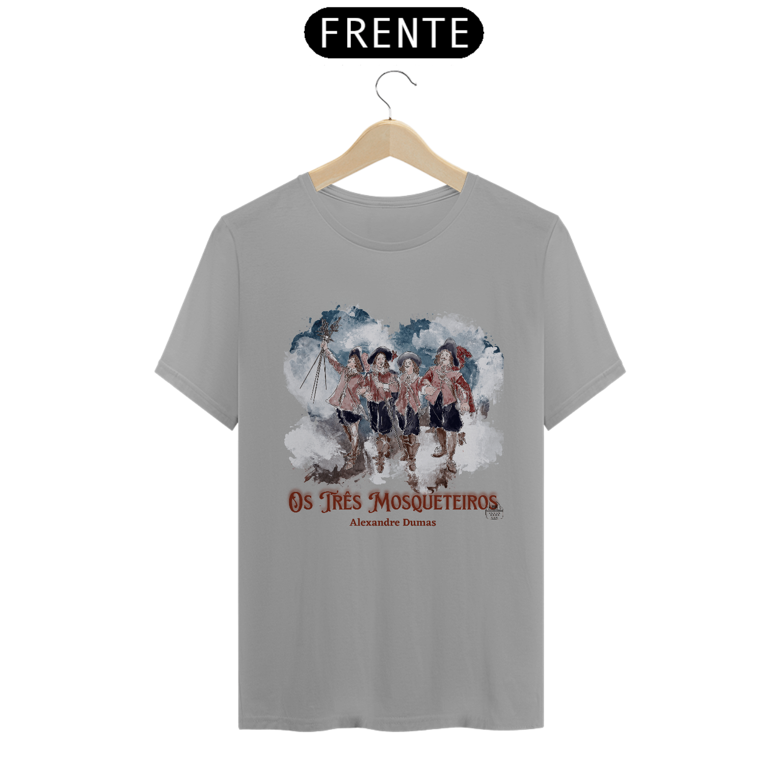 Os Três Mosqueteiros, Alexandre Dumas TShirt Quality (Branca/Cinza)