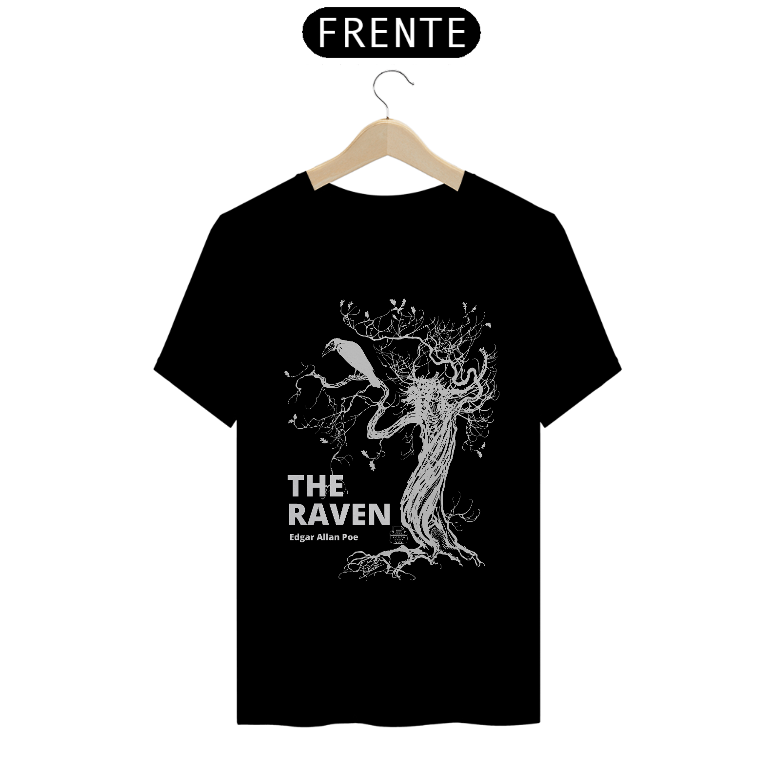 The Raven, Edgar Allan Poe TShirt Quality (Preto)