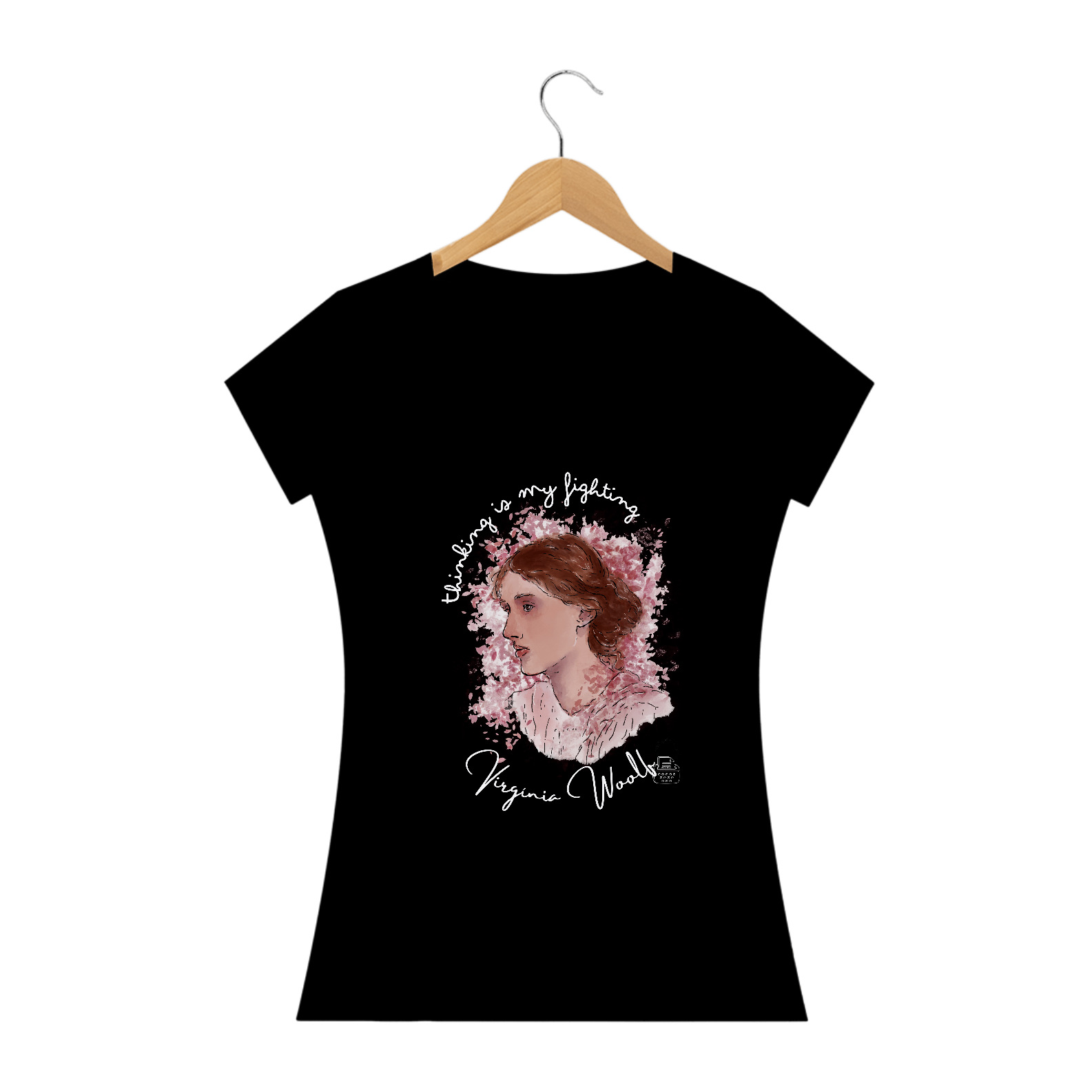 Thinking is my fighting, Virginia Woolf  Baby Long Quality (Preto)