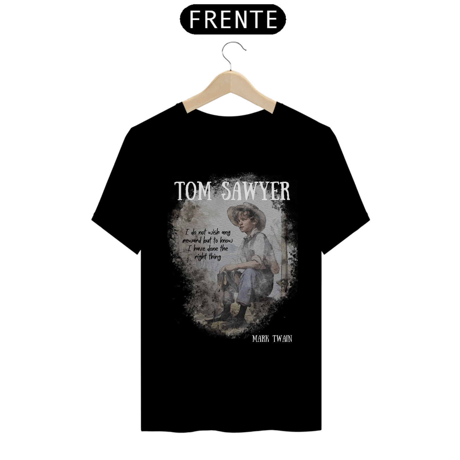 Tom Sawyer, Mark TwainTShirt Quality (Preto)