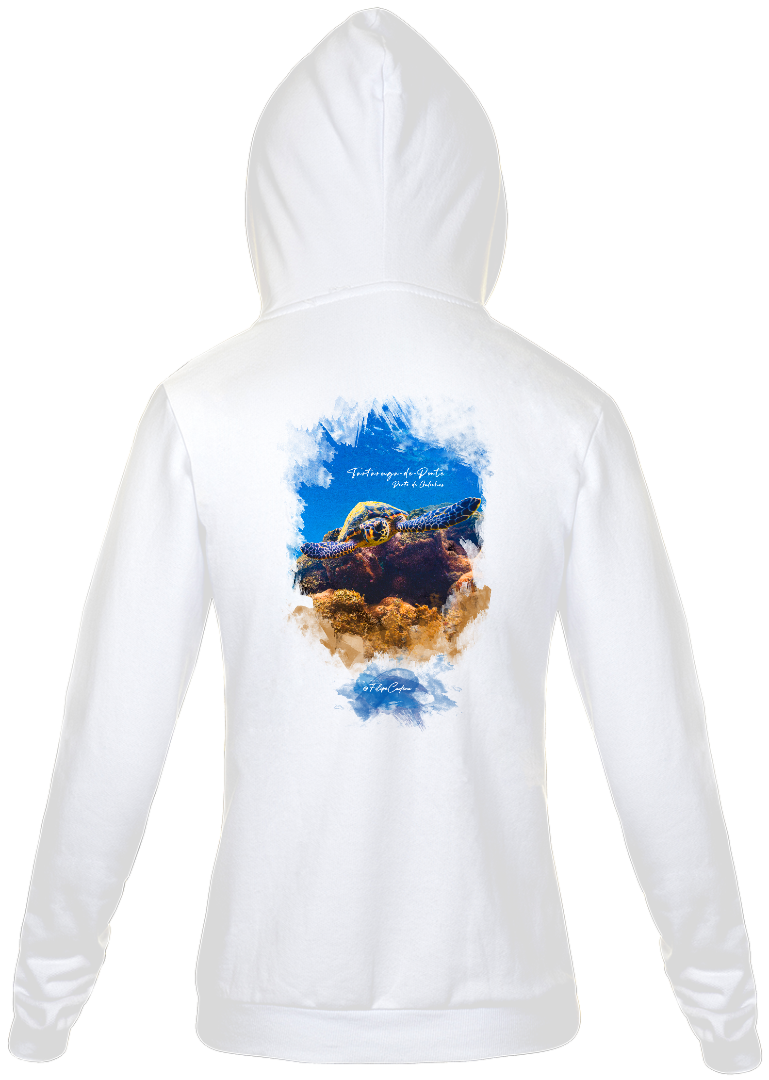 Moletom com Zíper Estampa nas Costas - Tartaruga e Corais em Porto de Galinhas