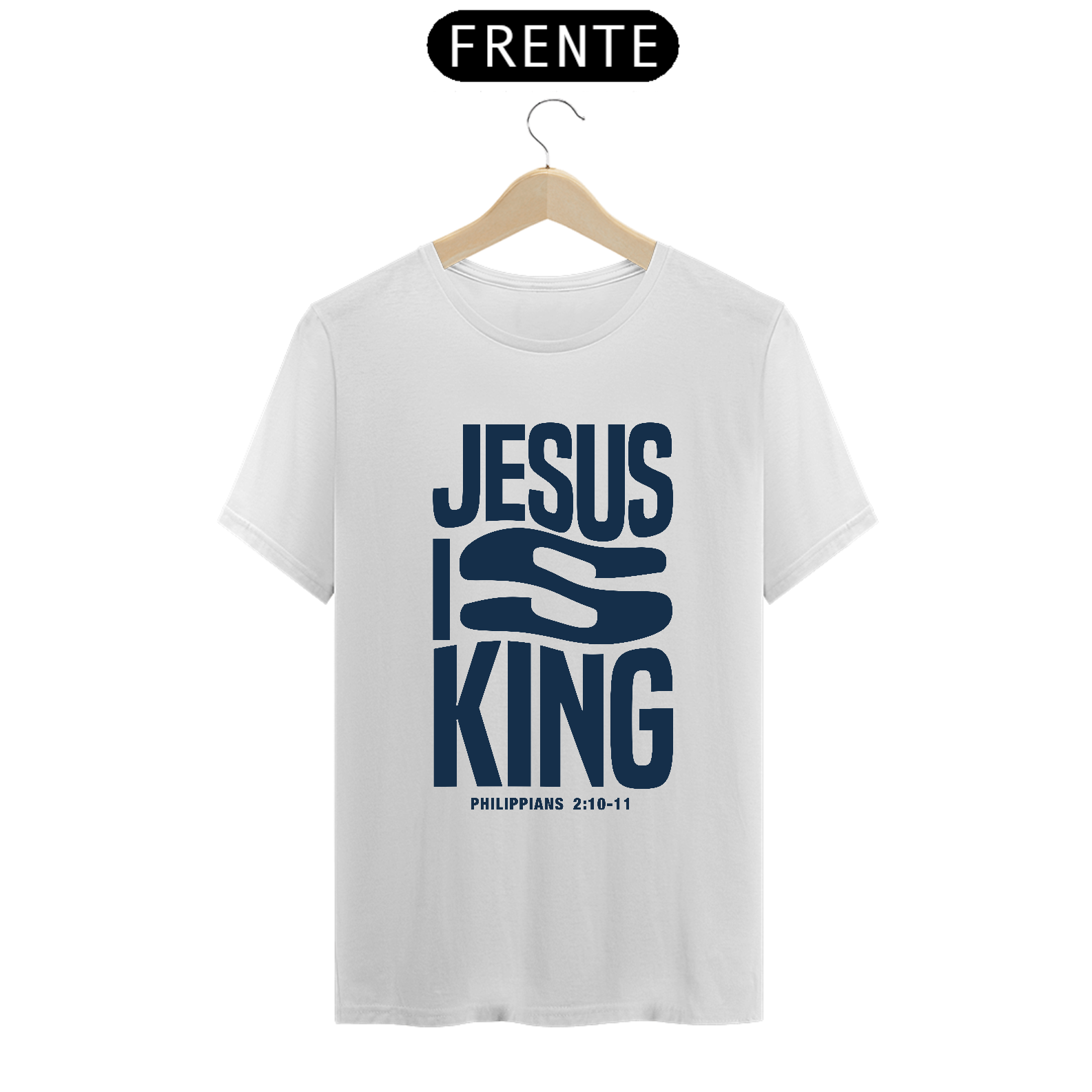 Nome do produto  Mostre sua fé com estilo: Adquira a blusa 'Jesus is King'