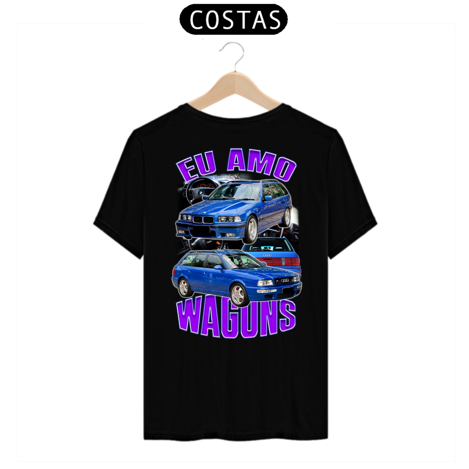 Camisa Eu Amo Wagons Estampas Nas Costas