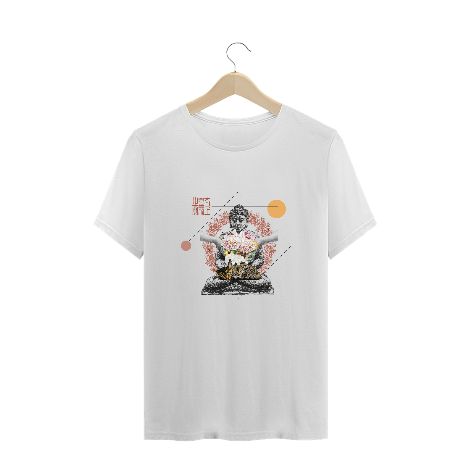 Gato em Transe ao Colo de Buda | Plus Size