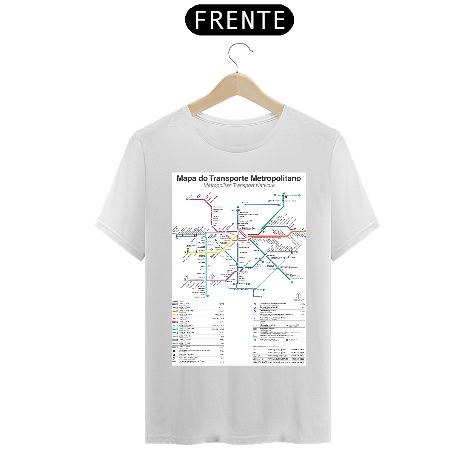 Camiseta Mapa Metrô e CPTM