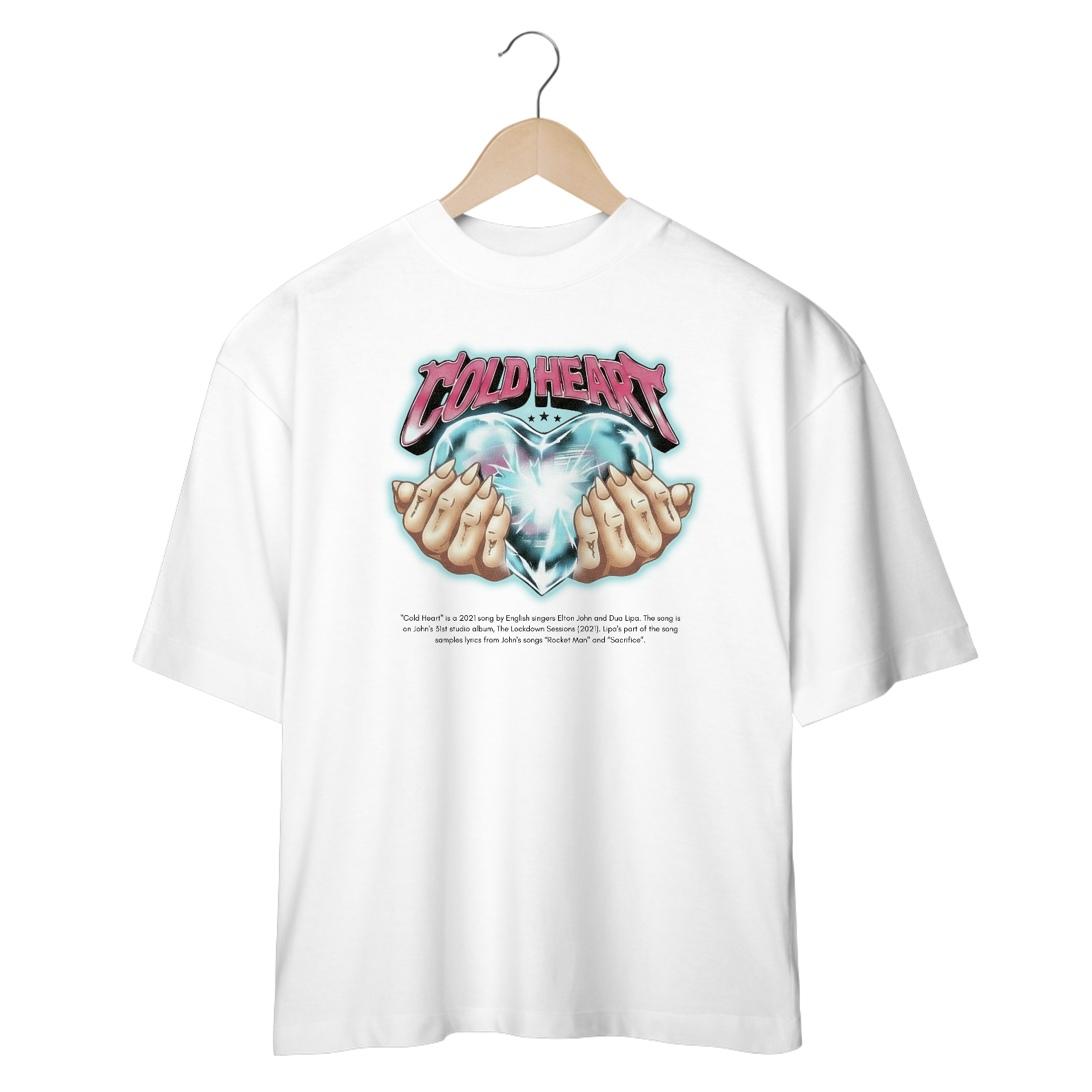 Camiseta Oversized Dua Lipa  & Elton John Cold Heart