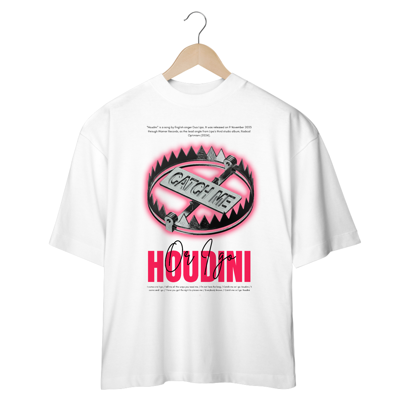 Camiseta Oversized Dua Lipa Houdini