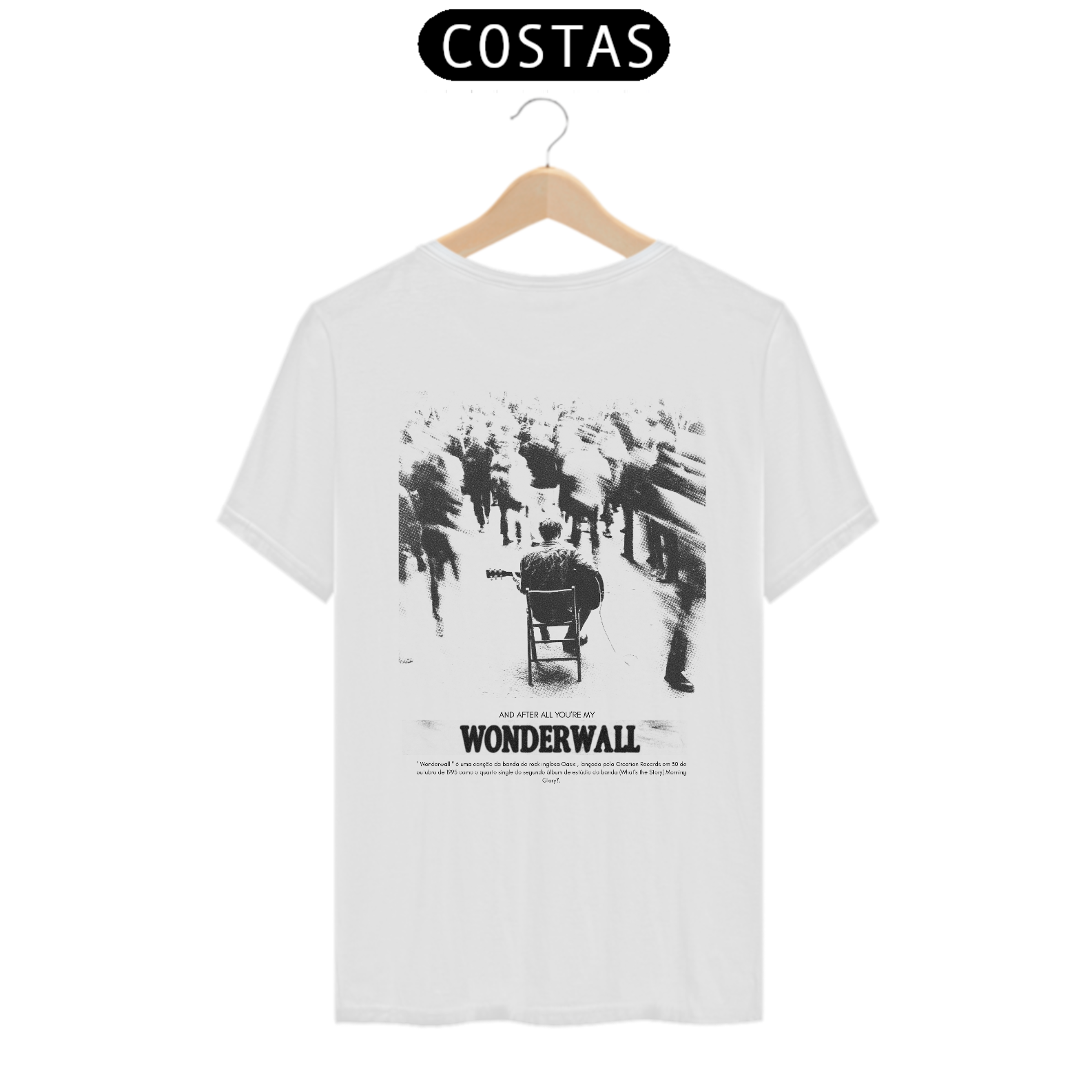 Camiseta Oasis Wonderwall  (Estampa nas Costas)