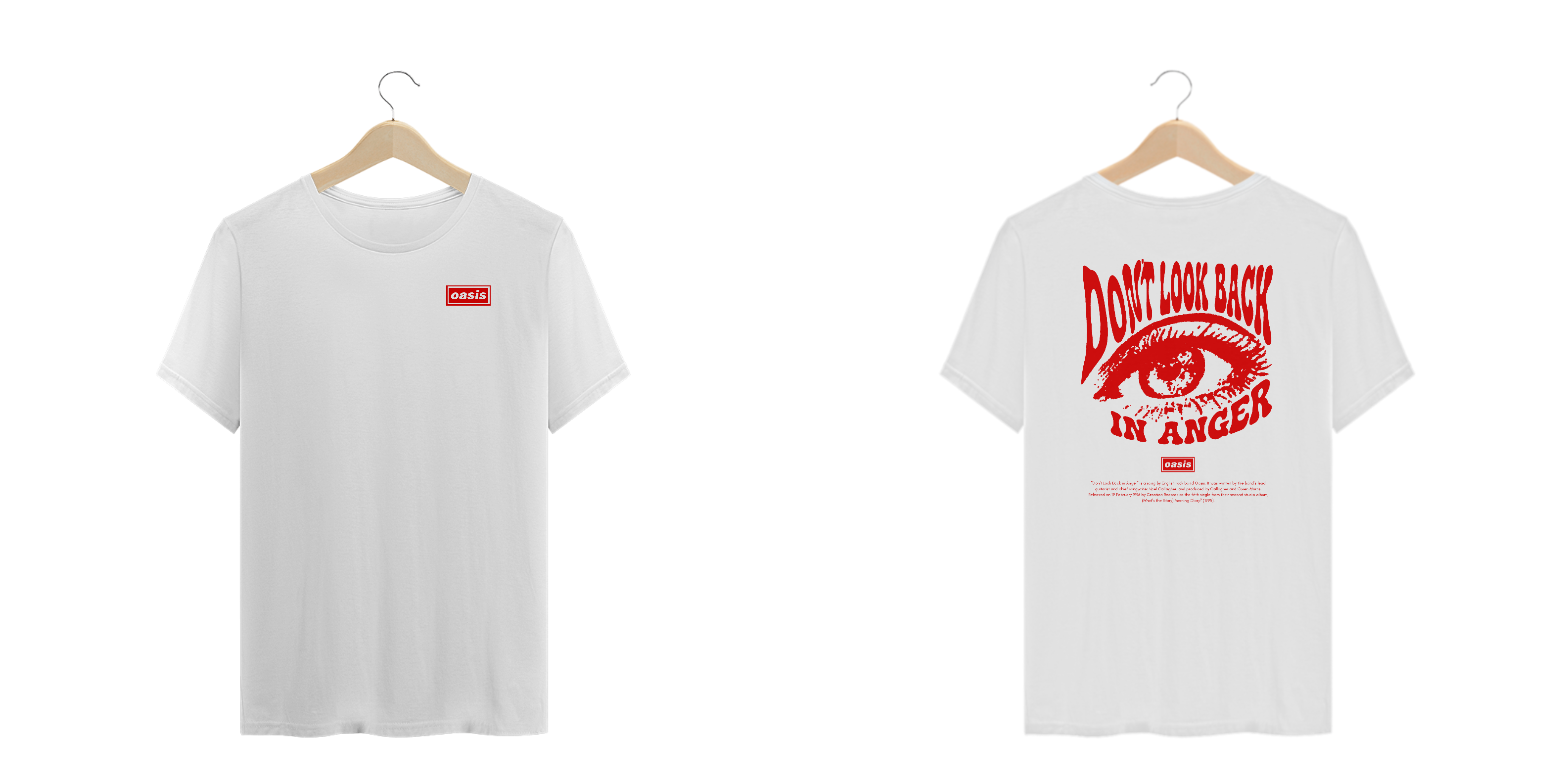Camiseta Plus Size Oasis Don't Look Back in Anger (Estampa Frente e Costas)