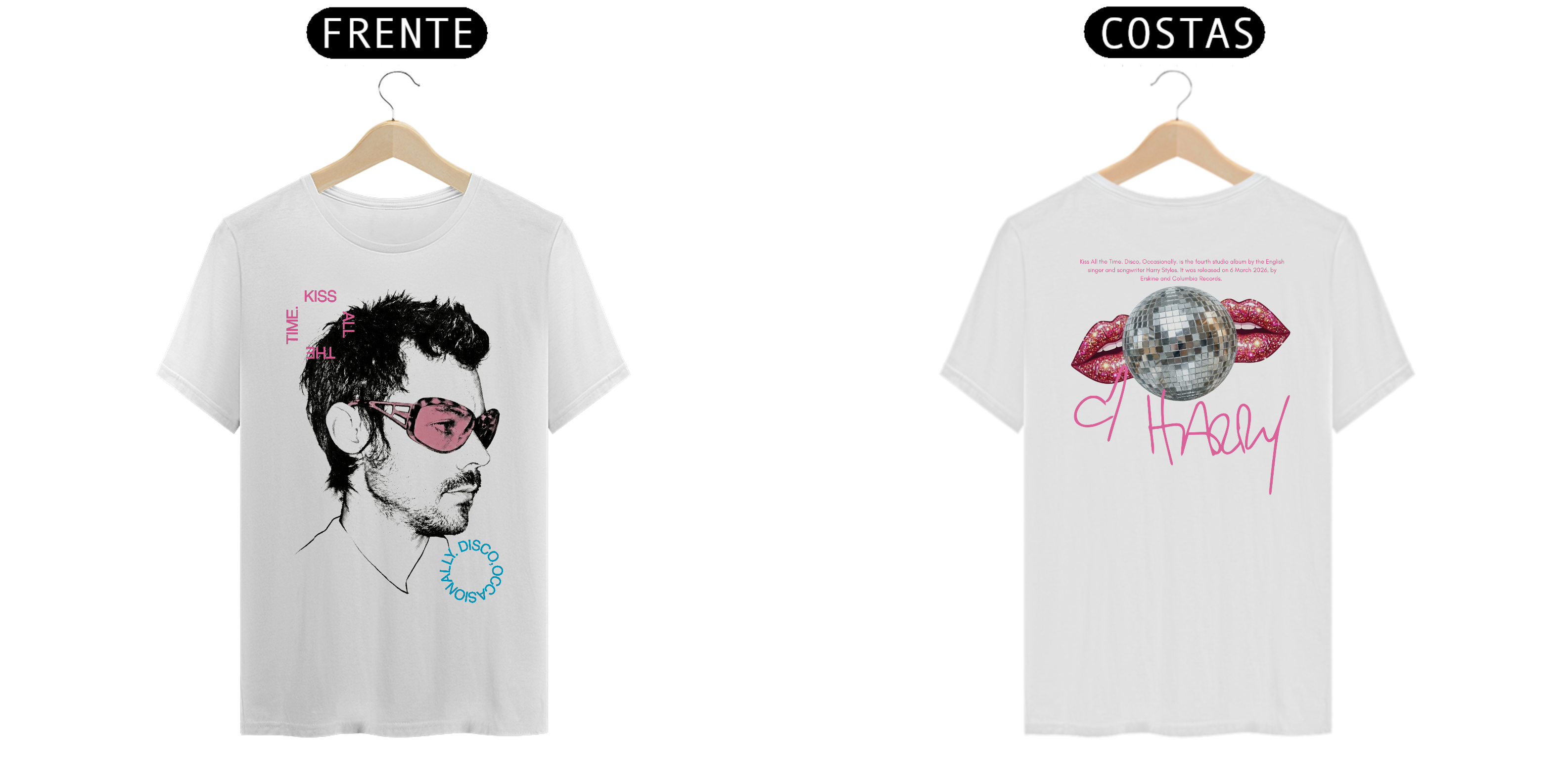 Camiseta Harry StylesKiss All the Time. Disco, Occasionally (estampa Frente & Costas)