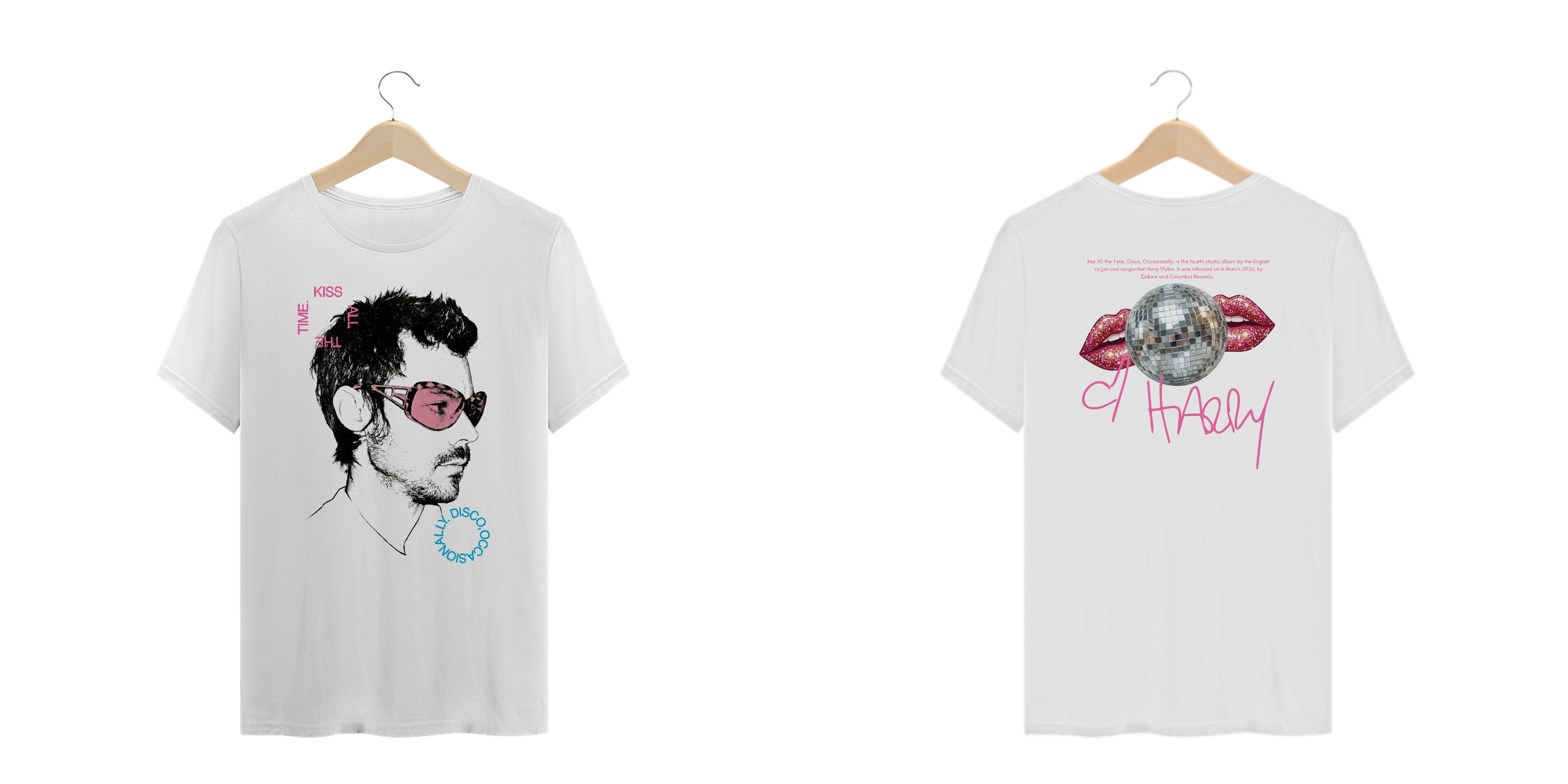 Camiseta Plus Size  Harry Styles Kiss All the Time. Disco, Occasionally (estampa Frente & Costas)