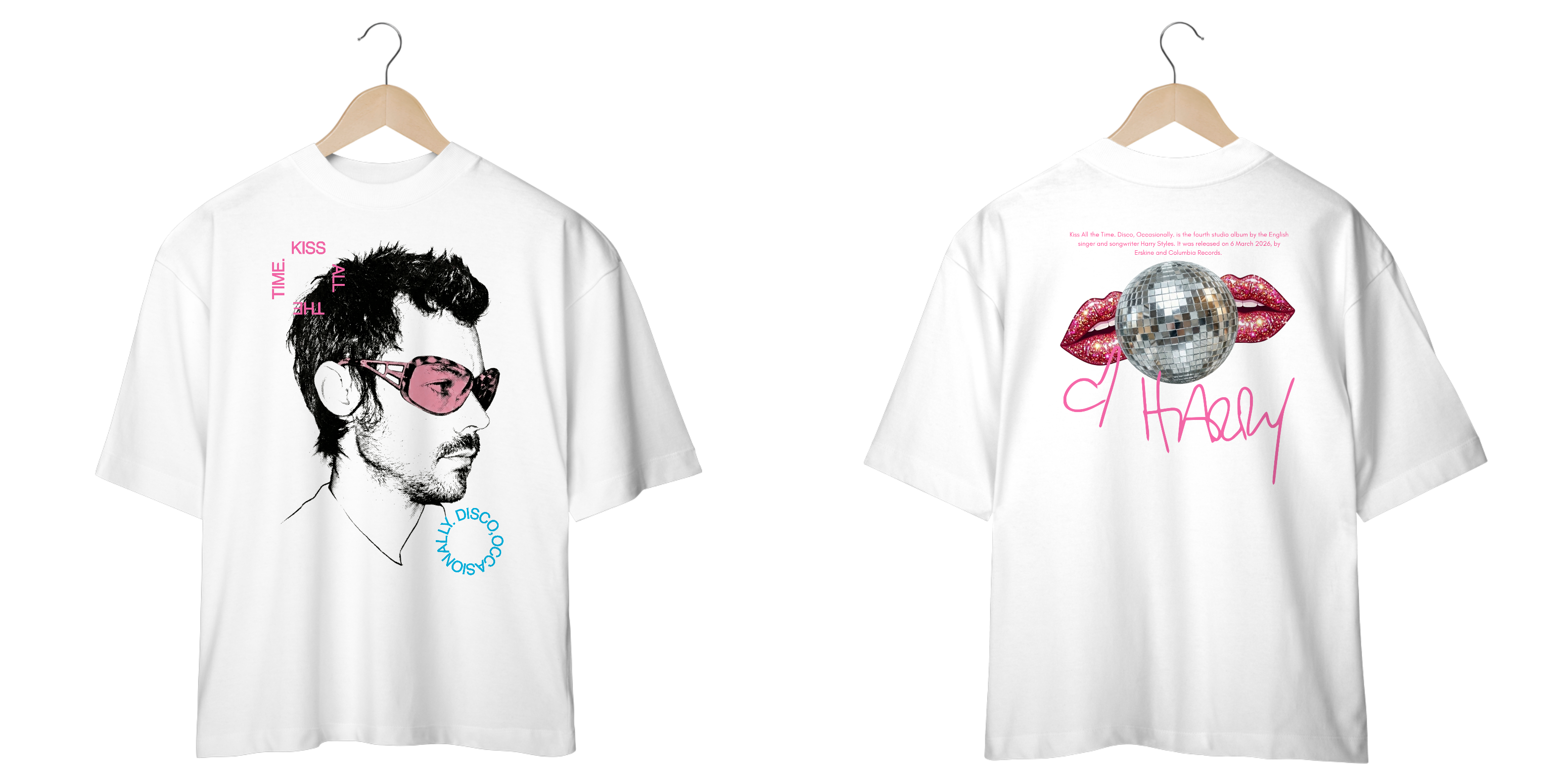 Camiseta Oversized Harry StylesKiss All the Time. Disco, Occasionally (estampa Frente & Costas)