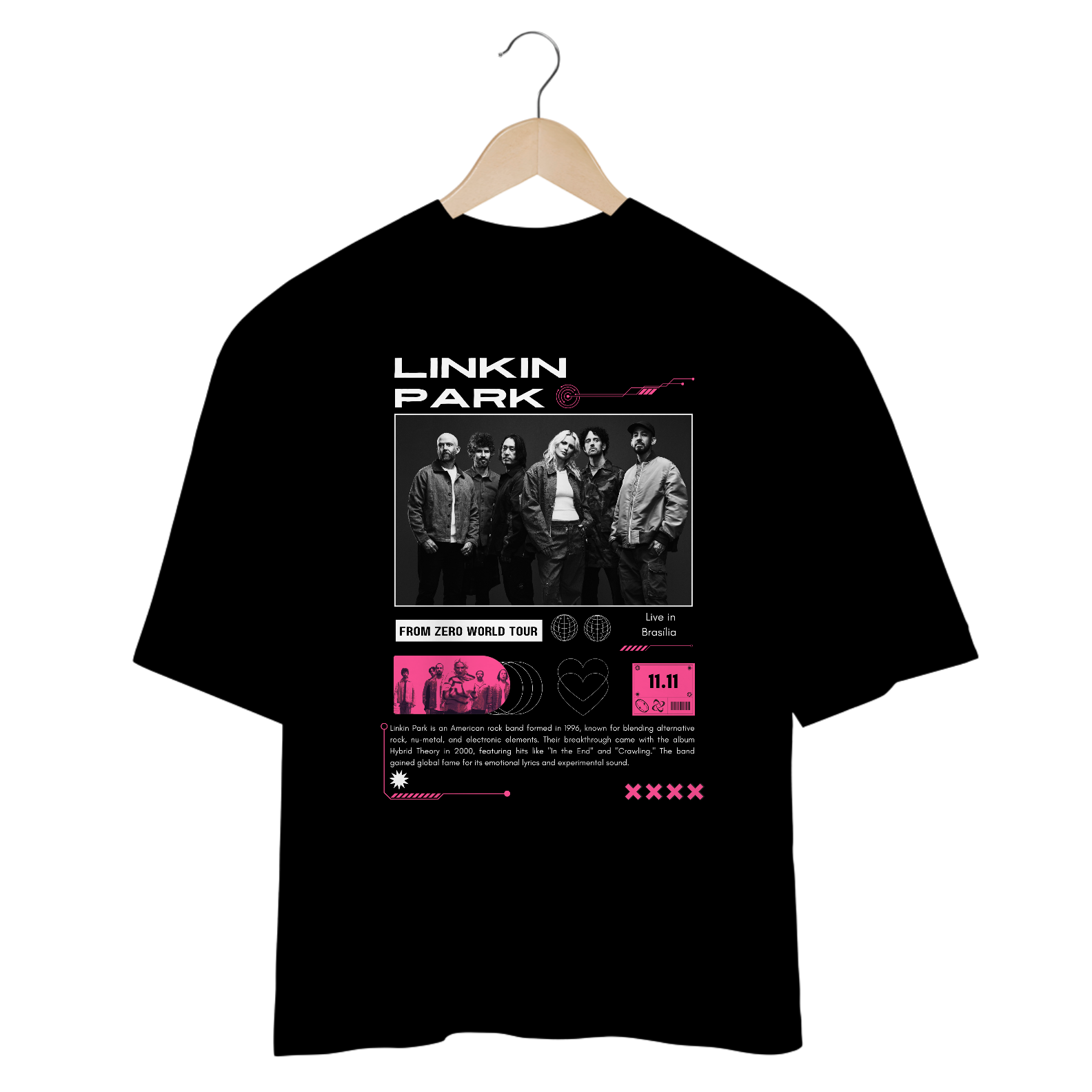 Camiseta Oversized Linkin Park Brasília 11.11
