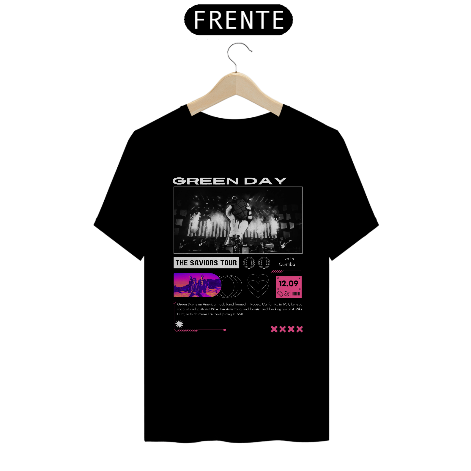  Camiseta Green Day Live in Curitiba 12.09